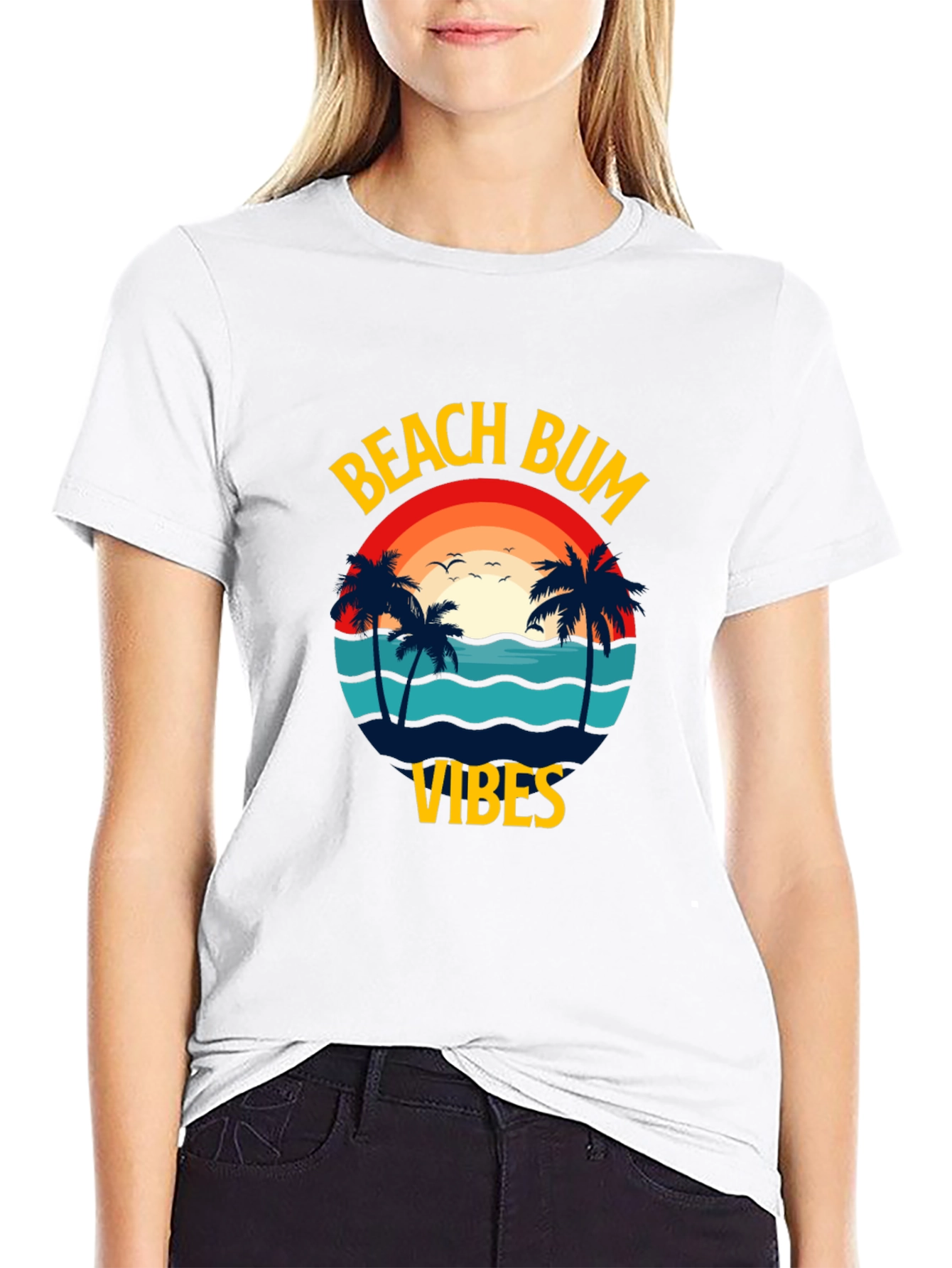 Black Beach Bum Vibes Graphic T-Shirt view 9