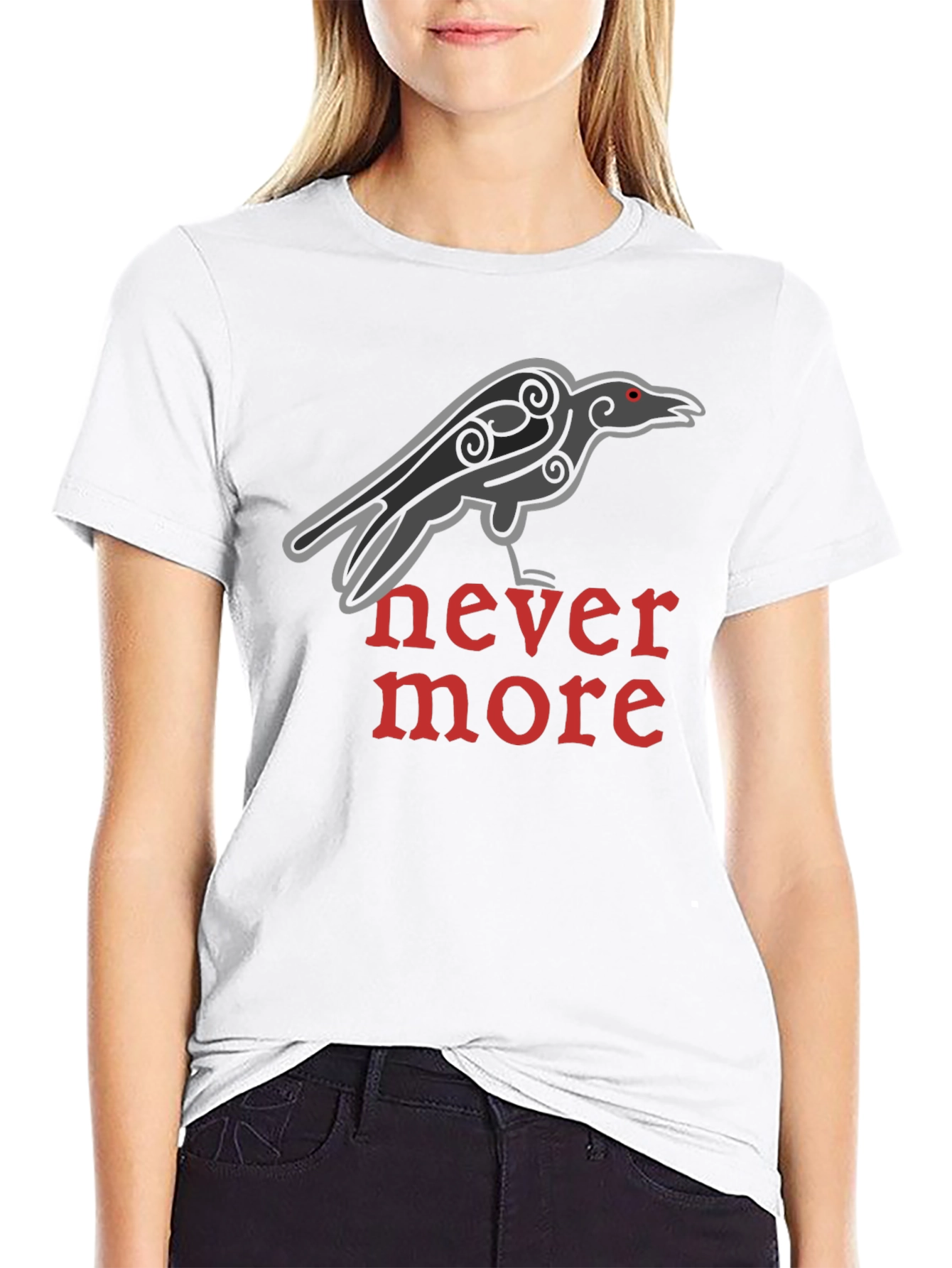 Black Raven Nevermore T-Shirt - Classic Gothic Design view 9