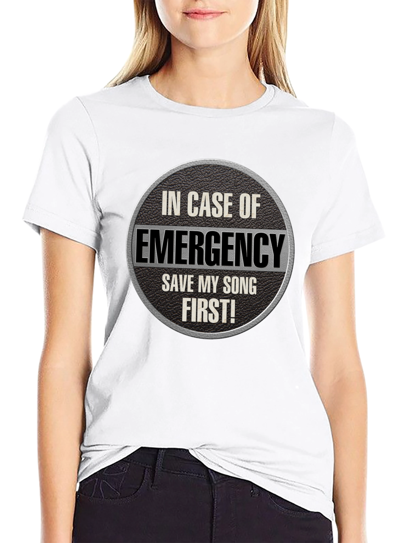 Black Emergency Save My Song First Graphic T-Shirt view 9
