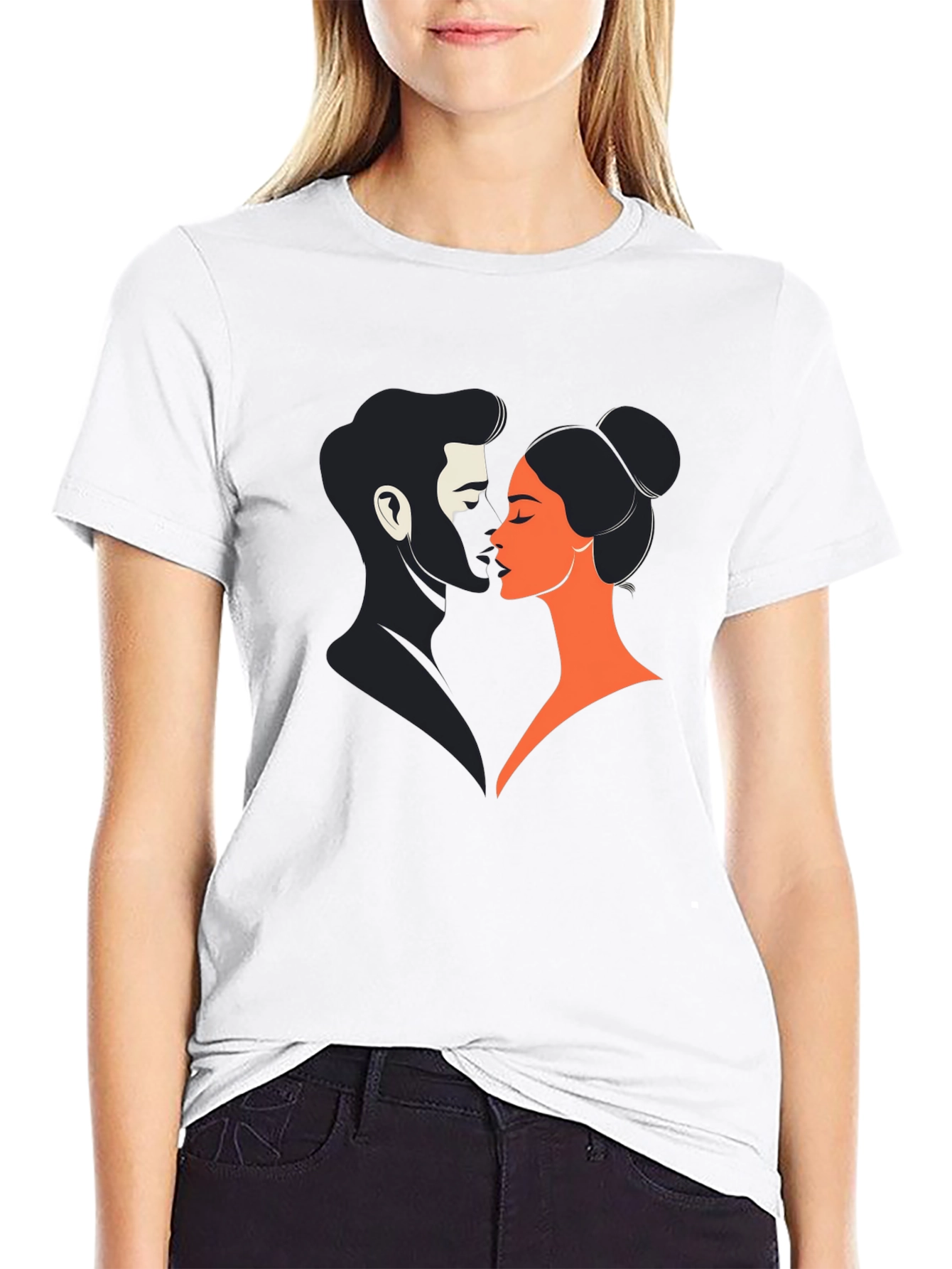 Black Romantic Couple Graphic Tee - Black view 9