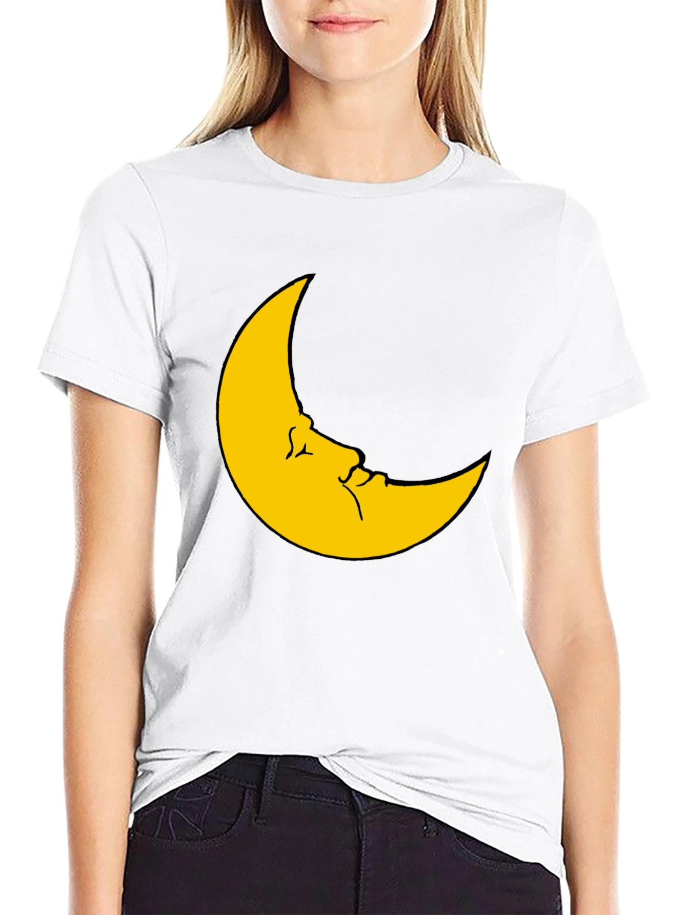 Black Moon Face Graphic Tee - Soft Black T-Shirt view 9