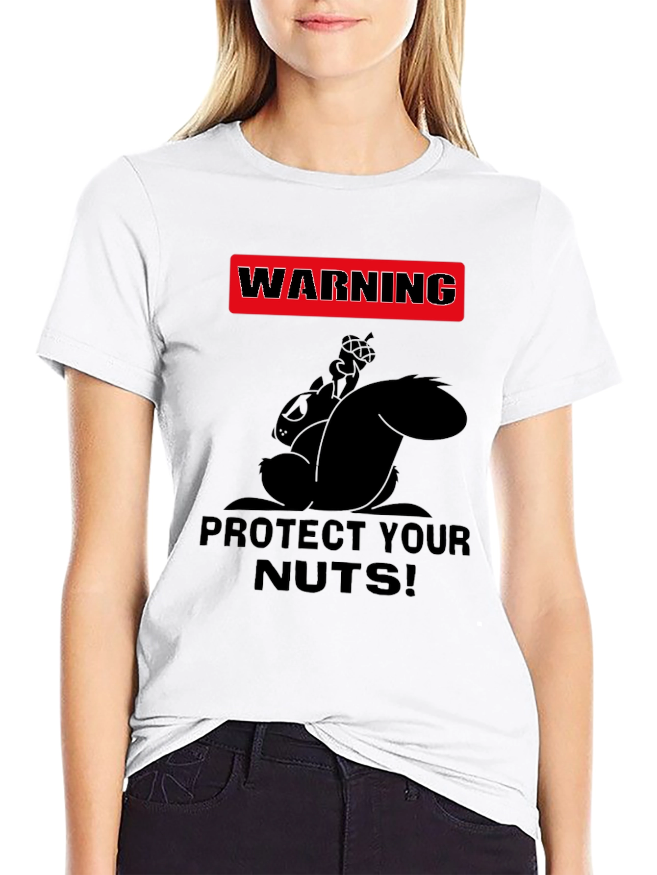 Black Warning Protect Your Nuts! Humor Graphic Tee view 9