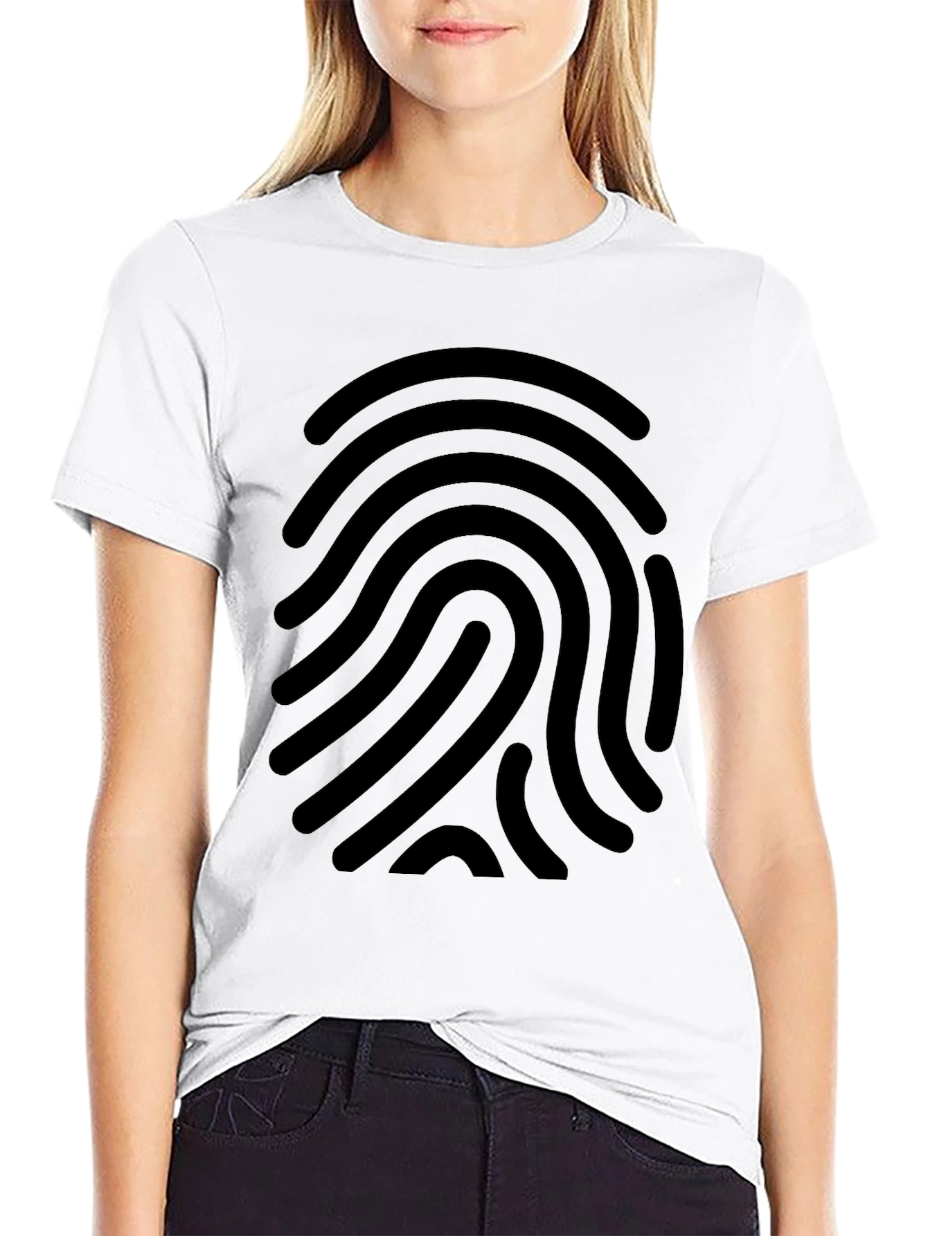 Black Fingerprint Graphic Tee - Black Cotton Casual Shirt view 9