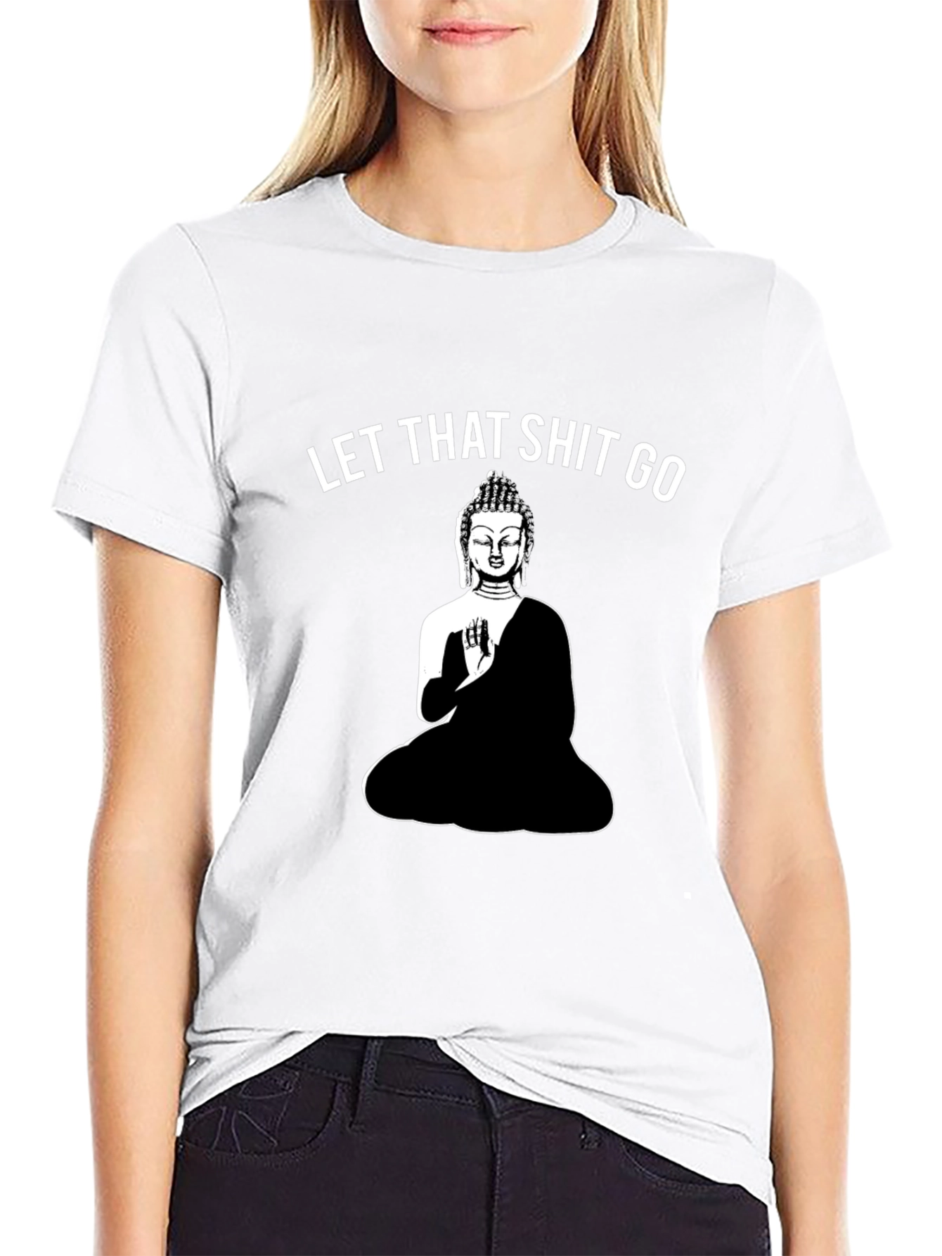 Black Let That Shit Go Buddha Graphic Tee - Black view 9