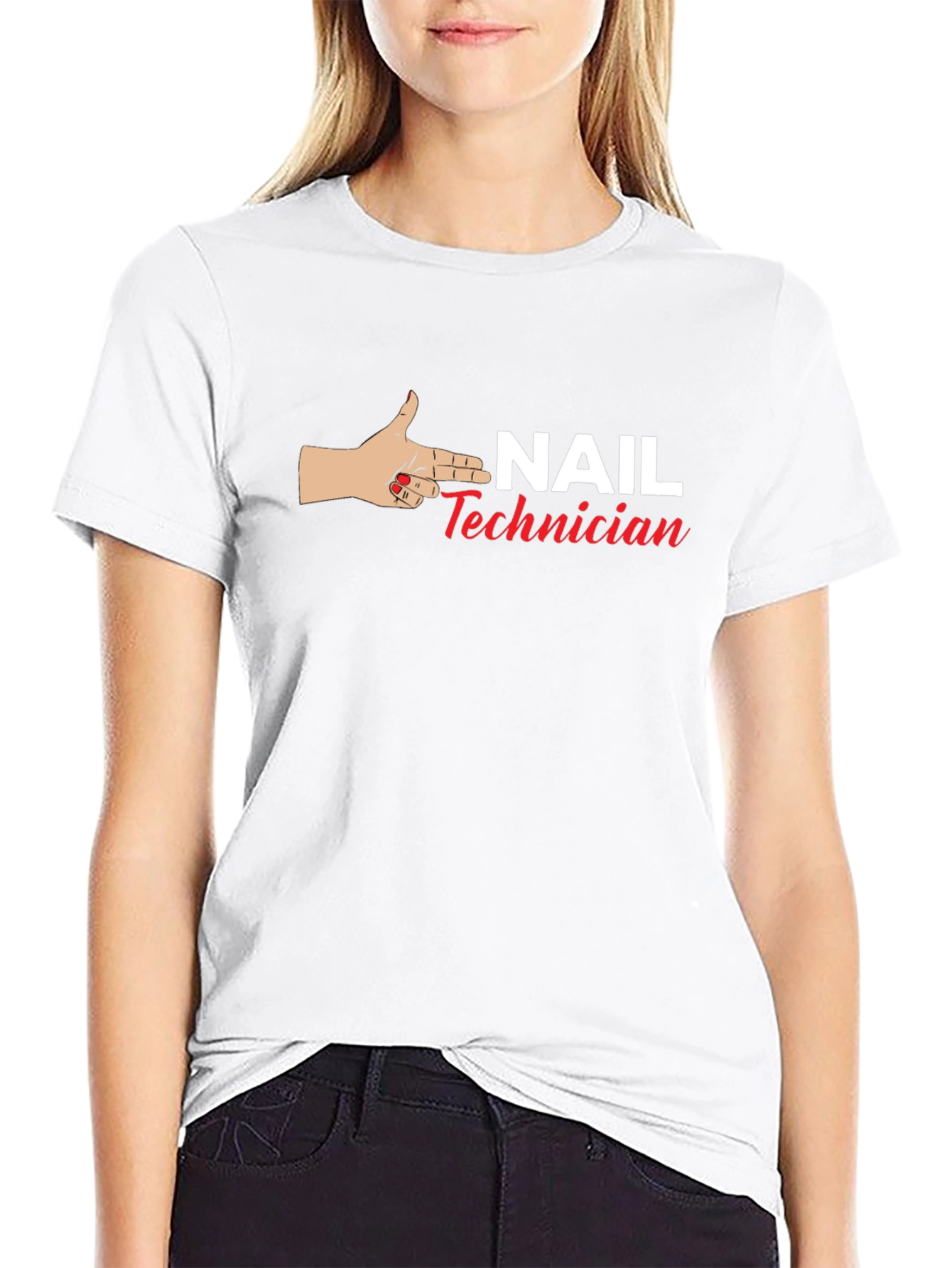 Black Nail Technician T-Shirt - Hand Gun Design view 9