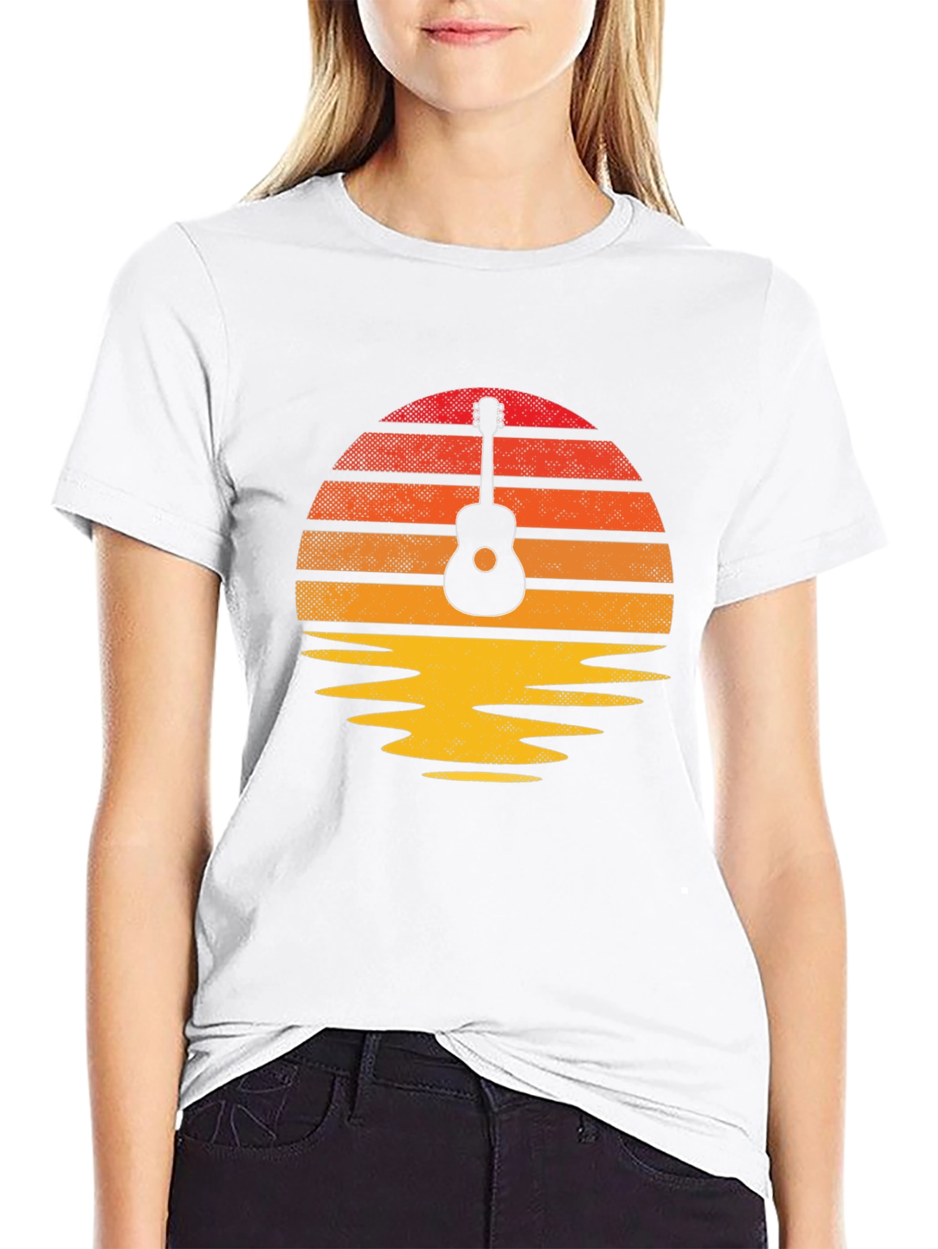 Black Guitar Sunset Graphic Tee - Retro Vibe view 9