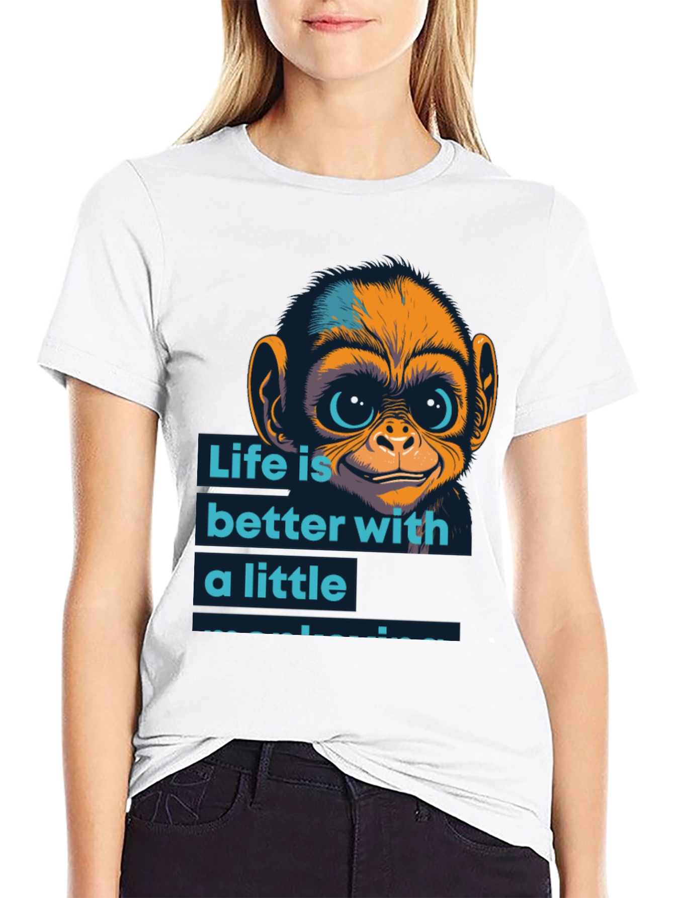 Life is Better Monkey Graphic T-Shirt - 9