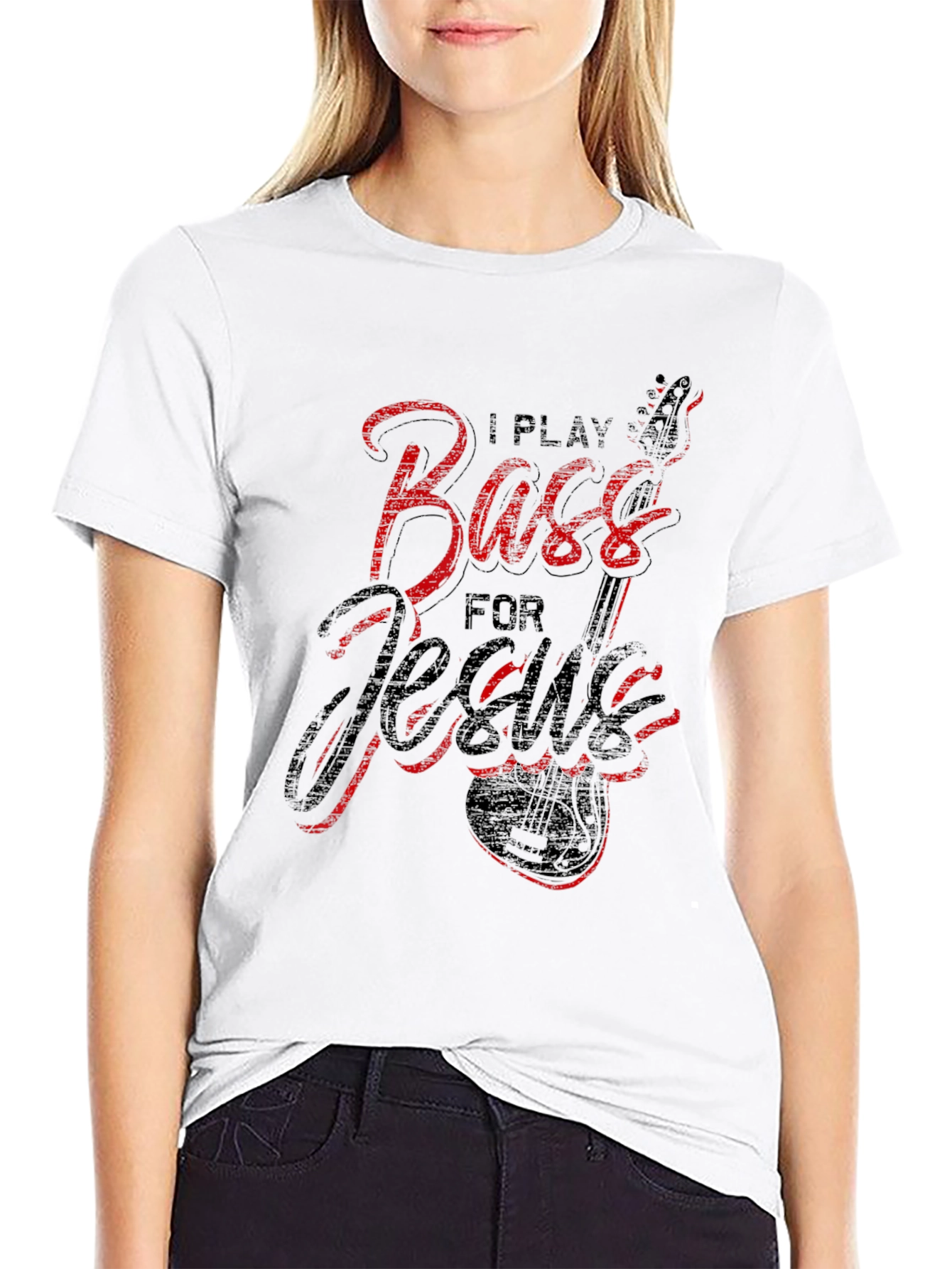Black I Play Bass for Jesus Black T-Shirt view 9
