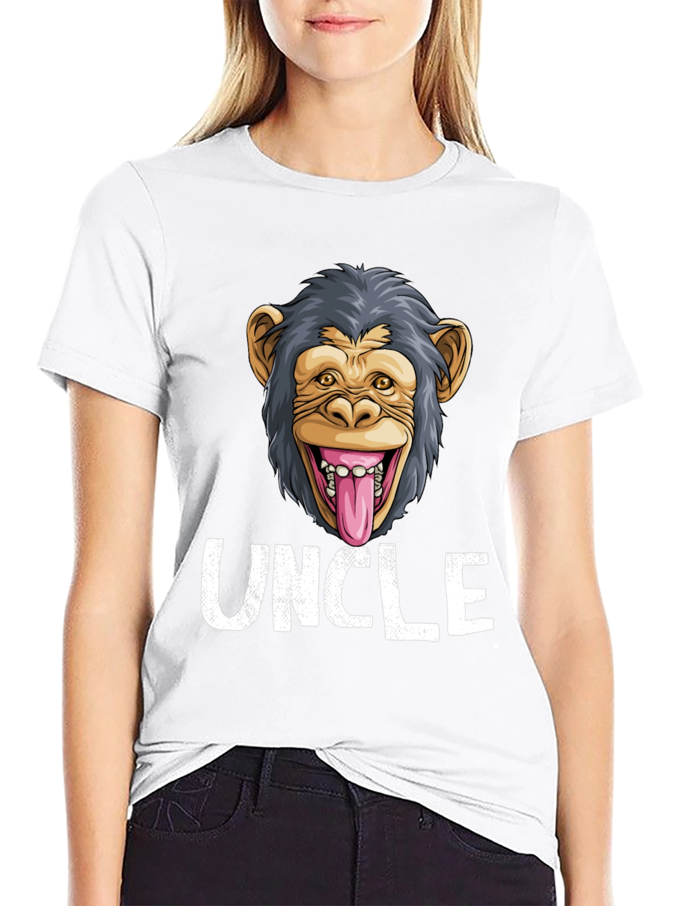 Black Uncle Monkey Face Graphic T-Shirt - Funny Tee view 9