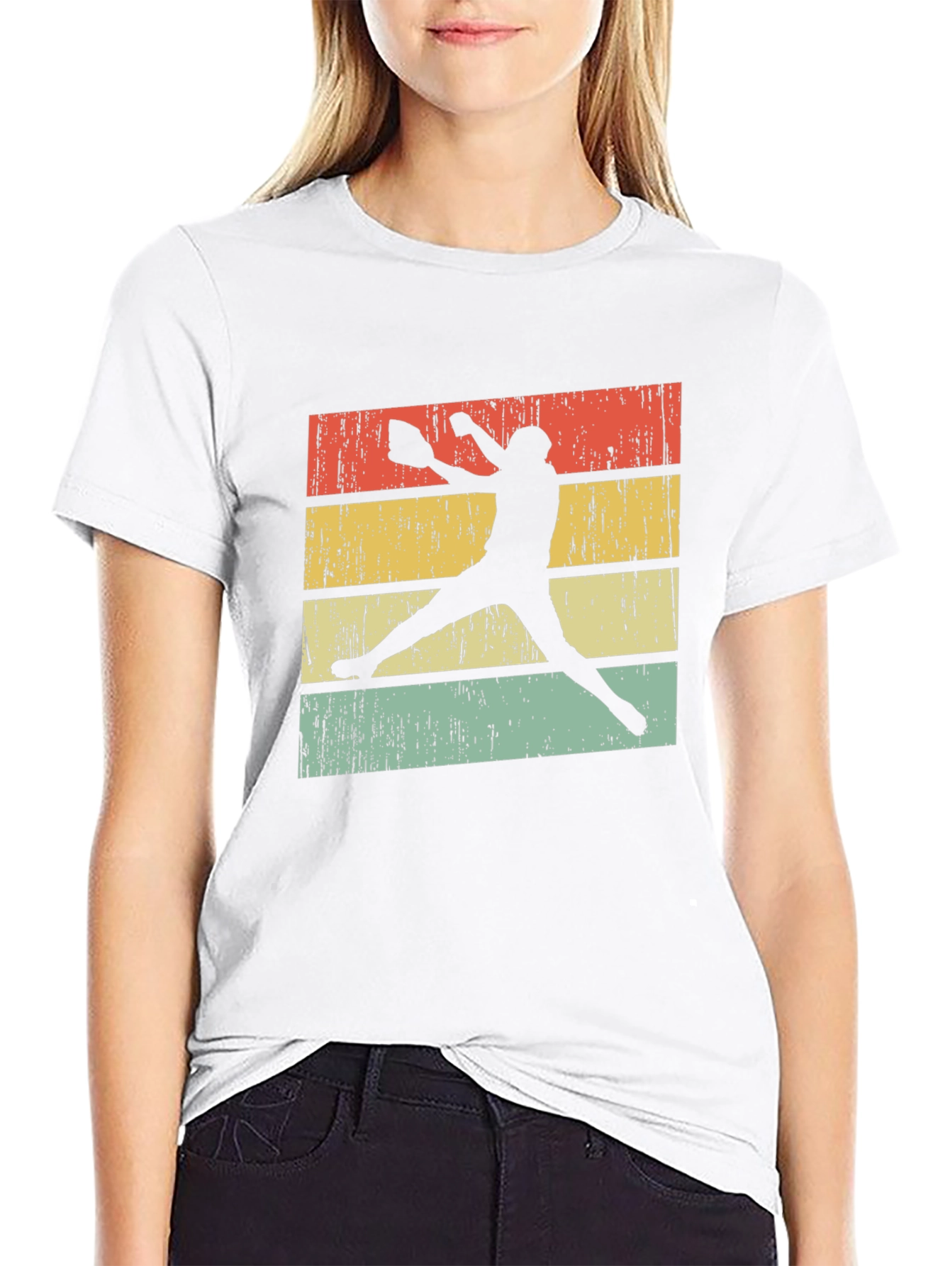 Black Vintage Softball Player T-Shirt view 9