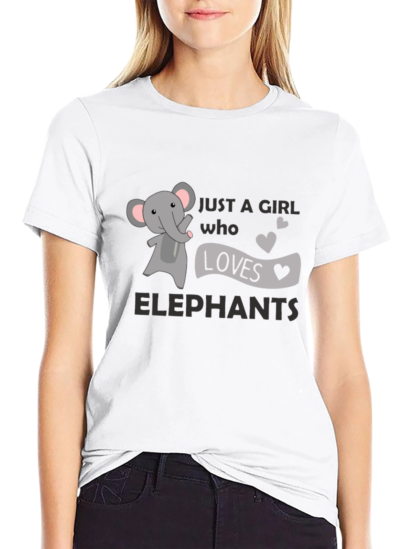 Black Just a Girl Who Loves Elephants T-Shirt - Black view 9