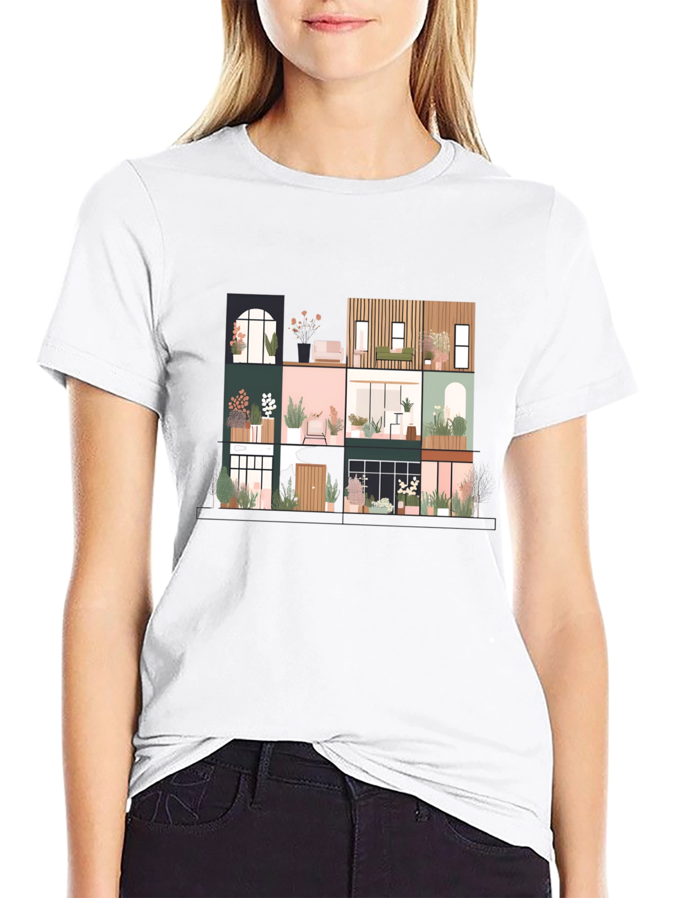 Black Urban Living T-Shirt - Stylish City Home Design view 9