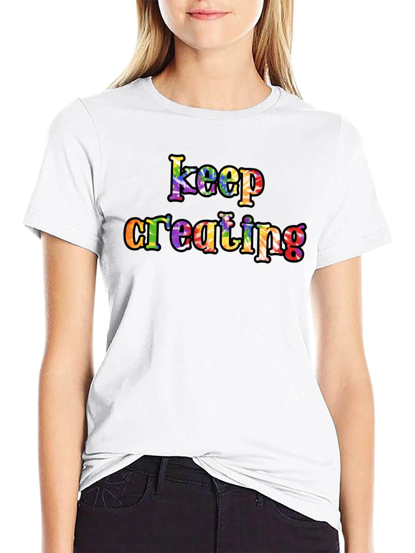 Black Keep Creating Rainbow Graphic T-Shirt - Unisex view 9