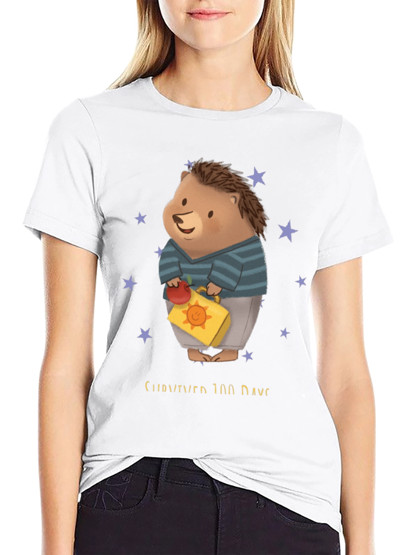 Black 100 Days of School Hedgehog Tee view 9