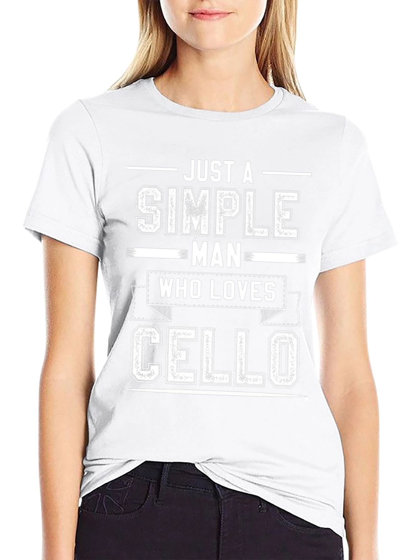 Black Simple Man Cello Graphic Tee view 9
