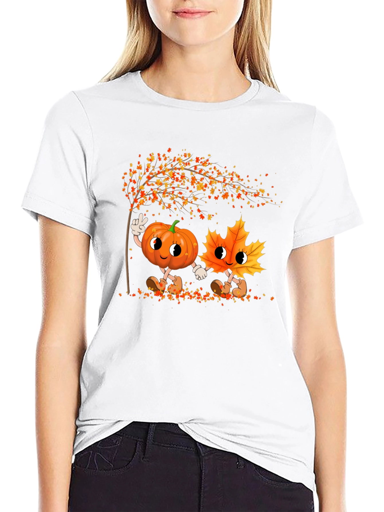 Black Fall Friends Tee - Pumpkin & Leaf Graphic view 9