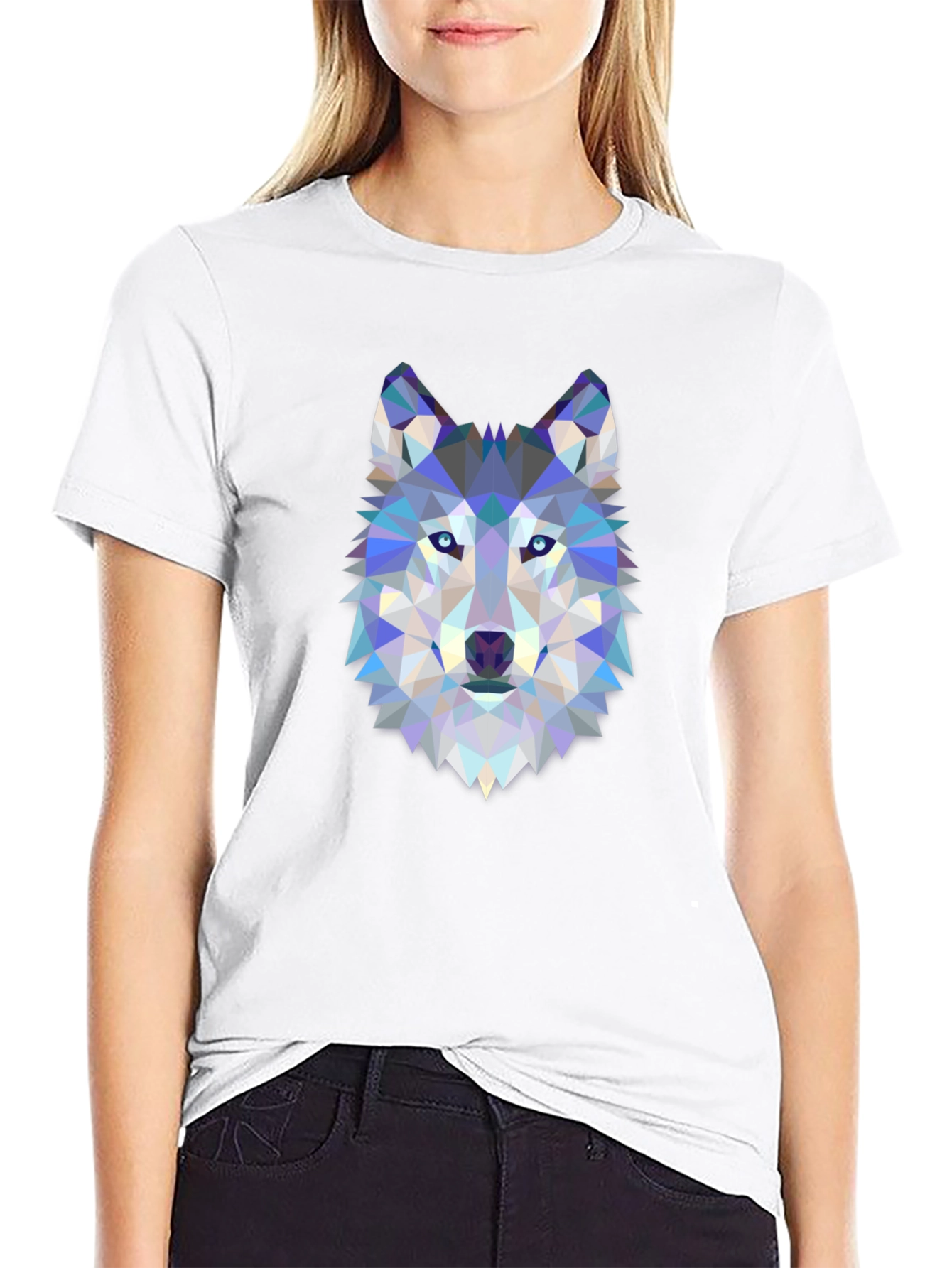 Black Geometric Wolf Graphic Tee - Black view 9