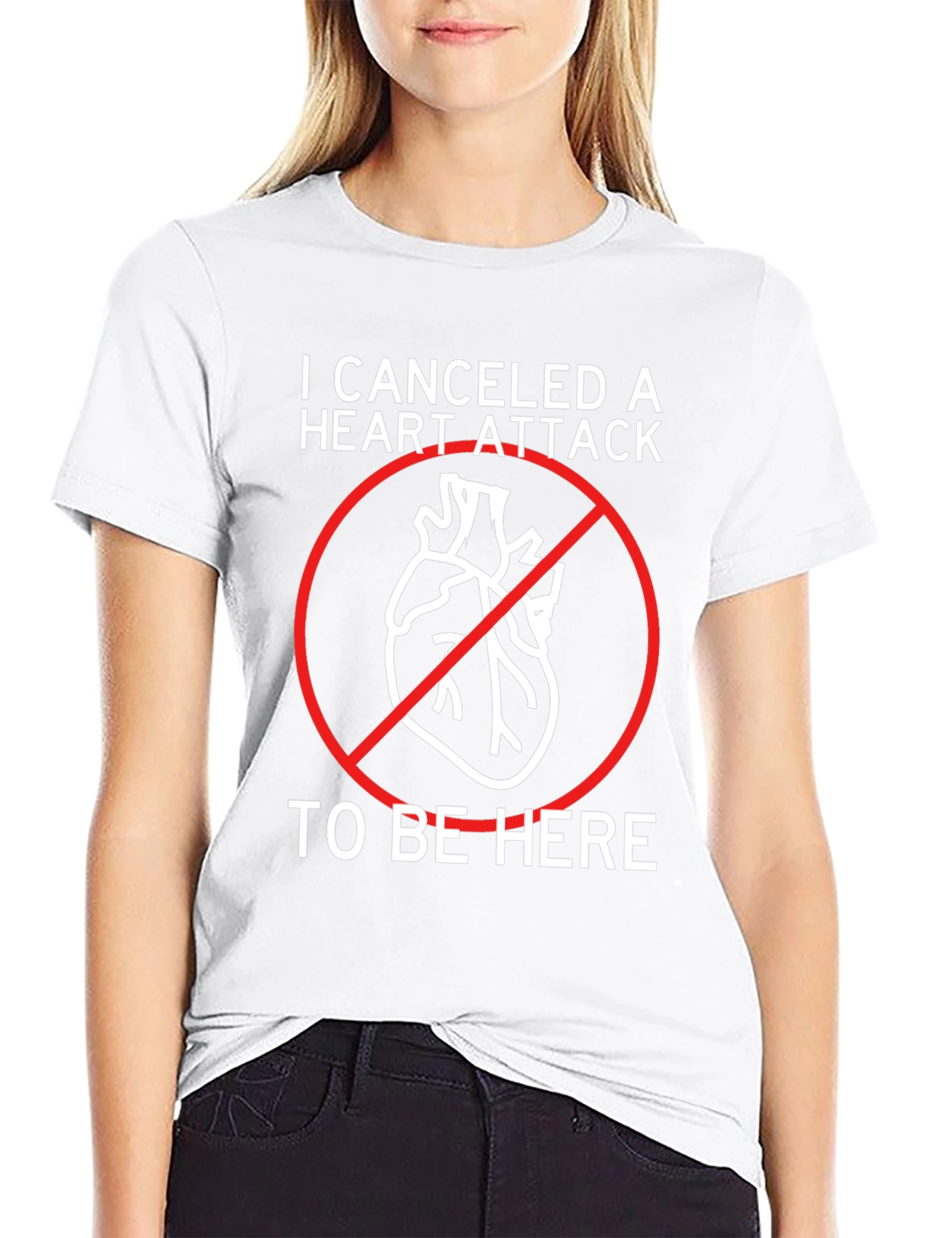Black Canceled Heart Attack T-Shirt - Funny Graphic Tee view 9