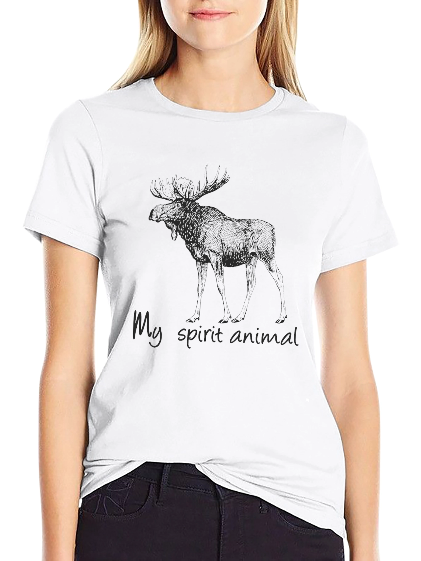 Black Moose Spirit Animal Graphic Tee - Black view 9