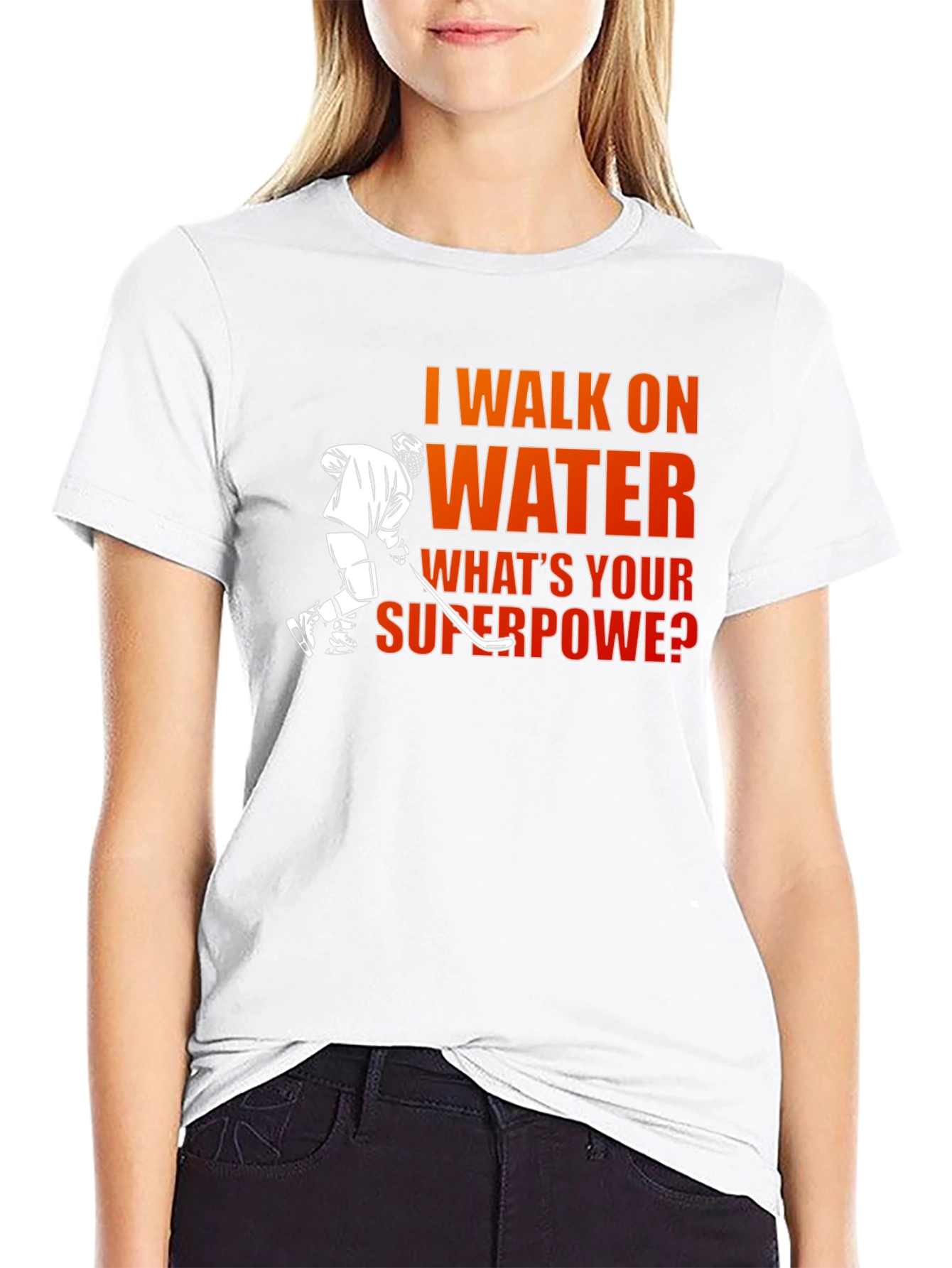 Black I Walk on Water Hockey T-Shirt view 9