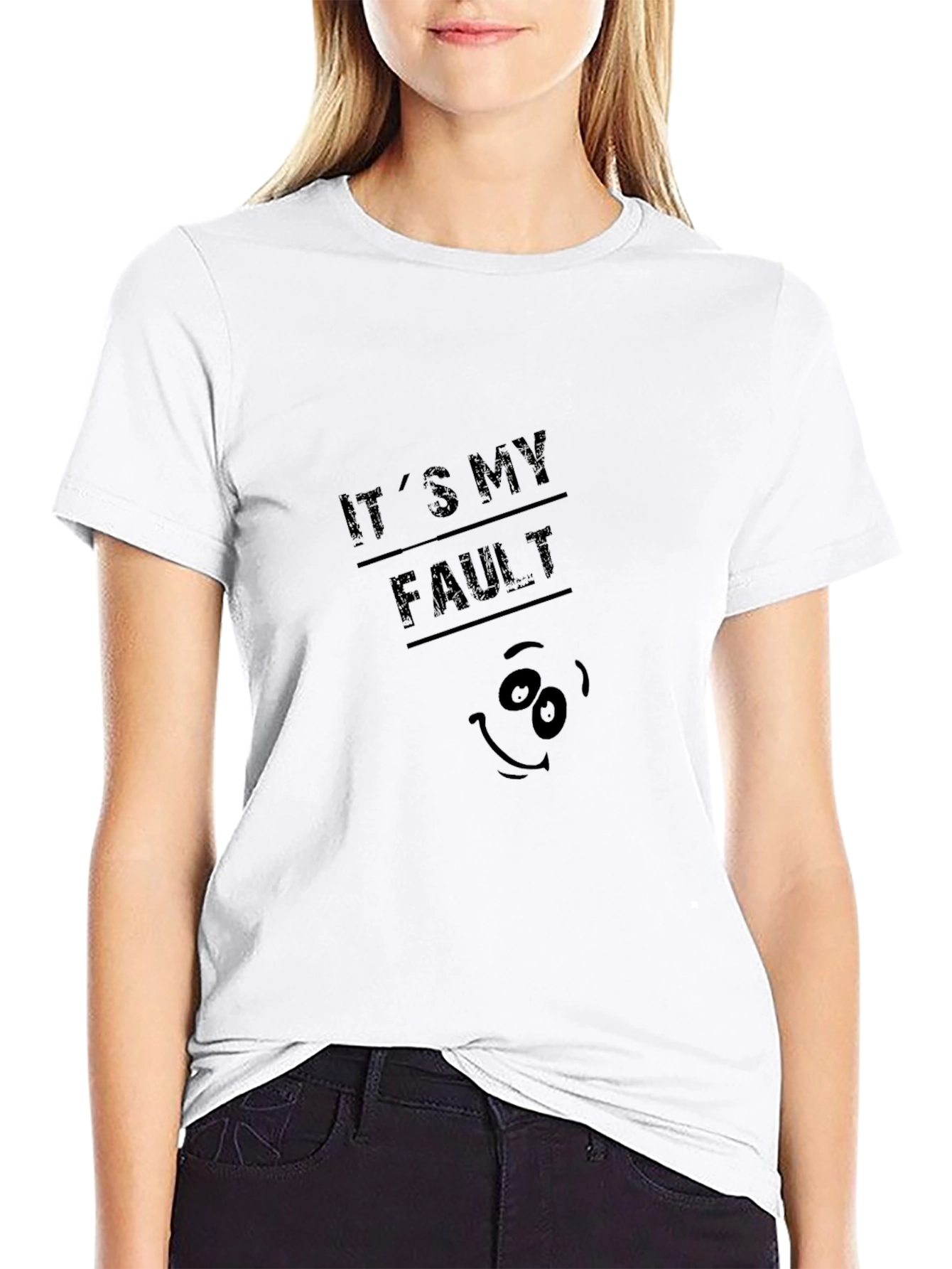 Black Humorous "It's My Fault" Black Graphic Tee view 9