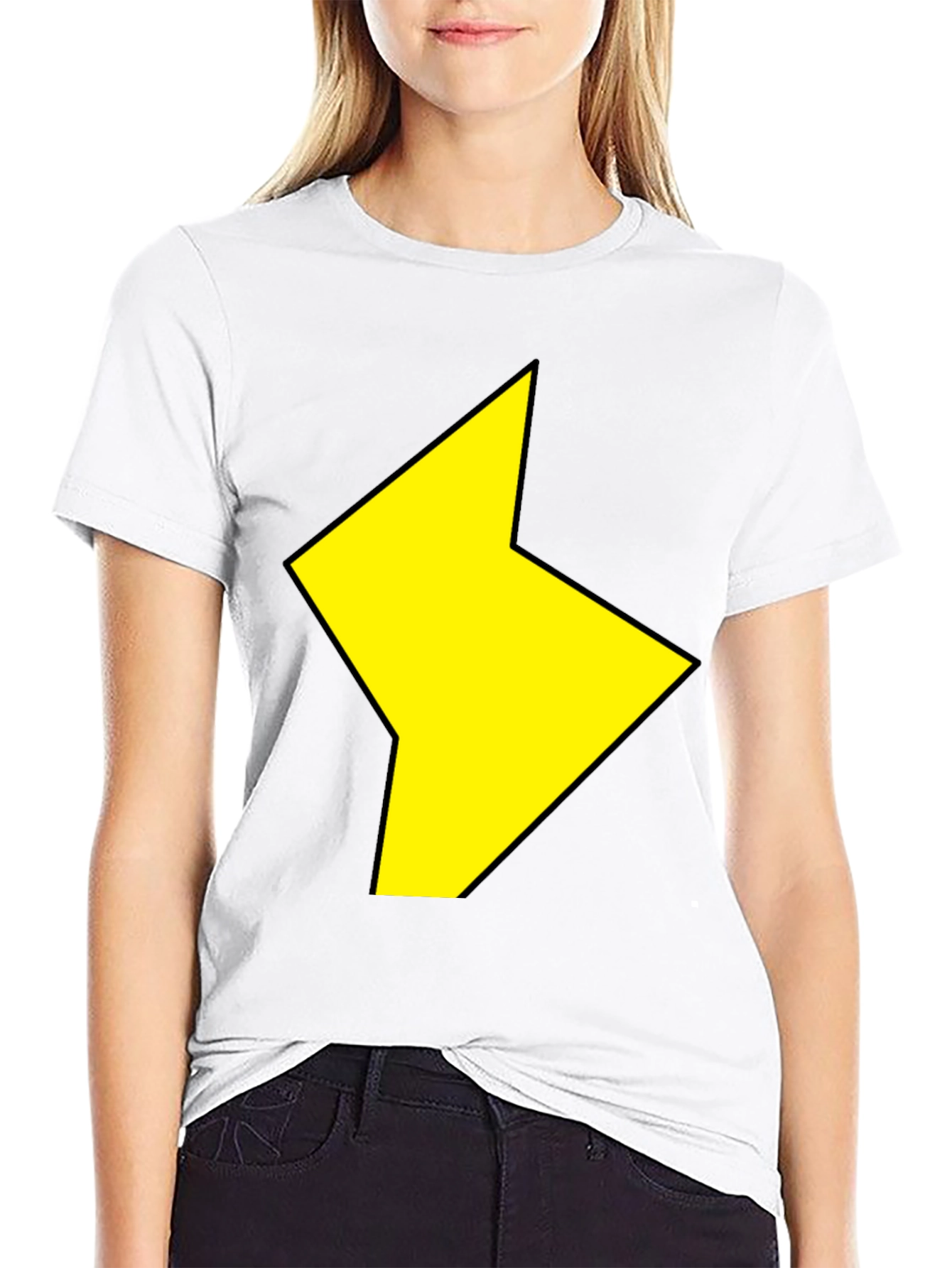 Black Black T-Shirt with Yellow Lightning Bolt Design view 9