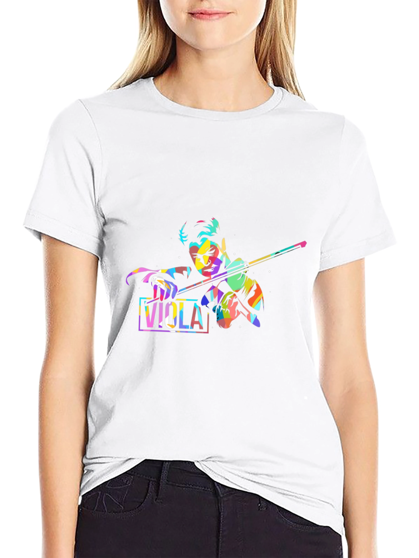 Black Viola Player Graphic T-Shirt - Cool Musical Tee view 9