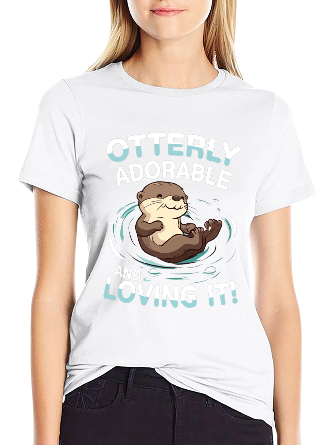 Black Otterly Adorable T-Shirt - Cute Otter Design view 9