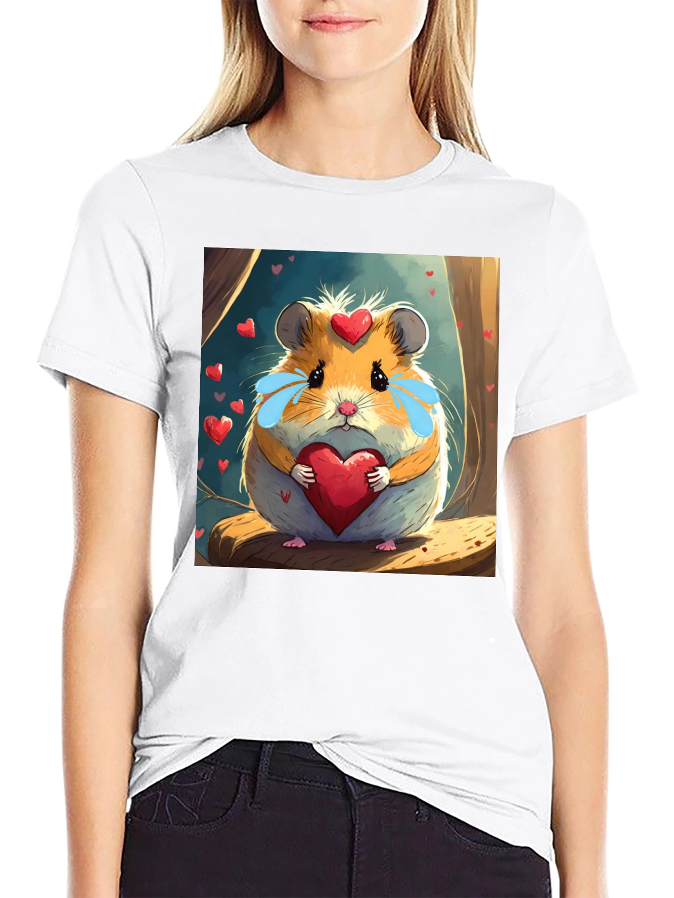 Black Hamster Heart T-Shirt - Cute Cartoon Love Tee view 9