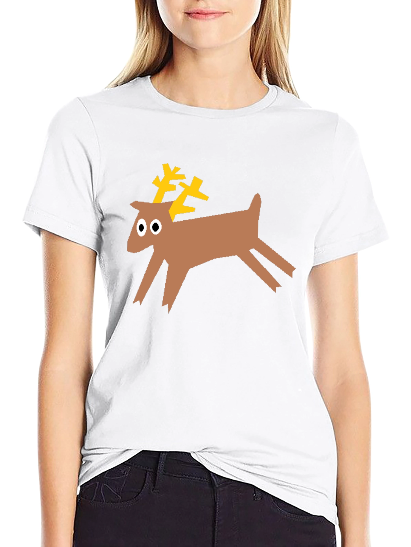 Black Reindeer Graphic Tee - Black Cotton T-Shirt view 9