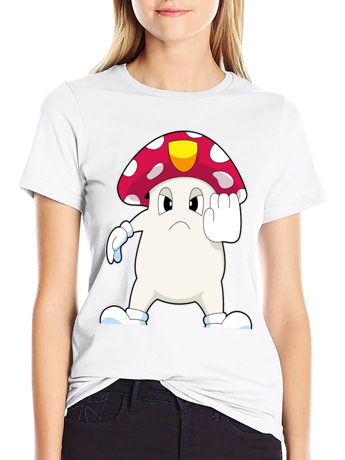 Black Mushroom Cartoon T-Shirt view 9