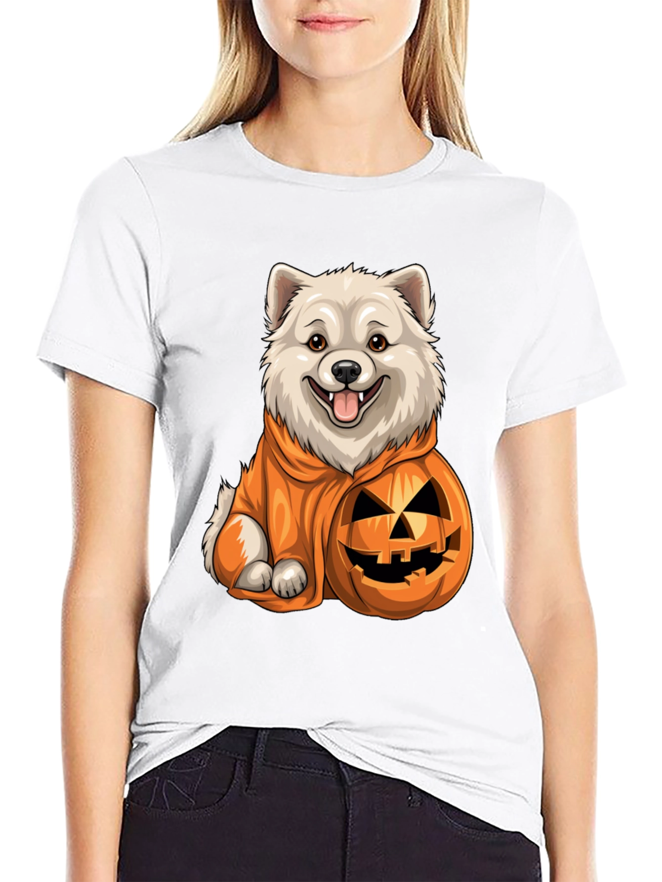 Black Dog in Pumpkin Costume T-Shirt view 9