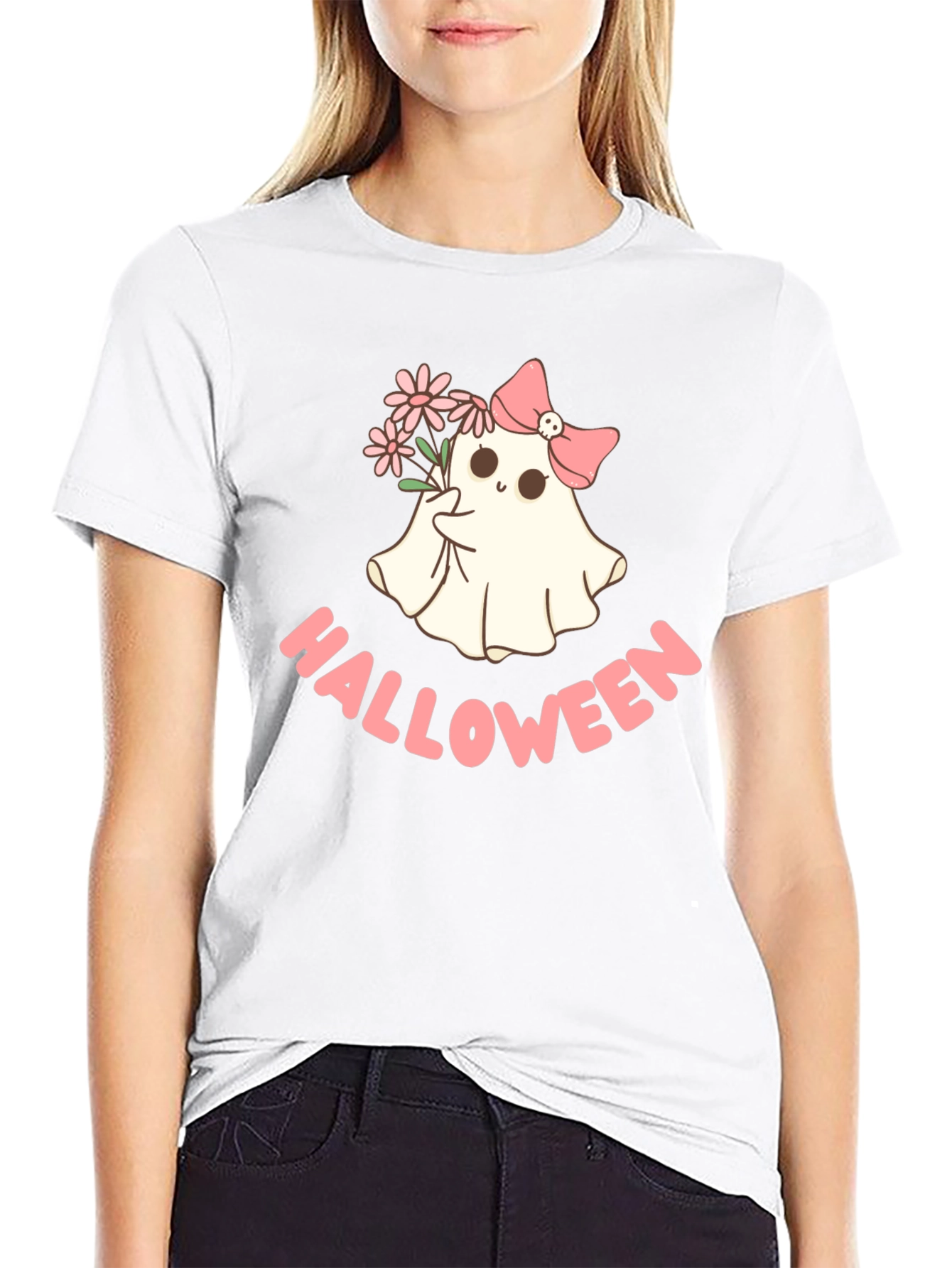 Black Cute Halloween Ghost T-Shirt view 9