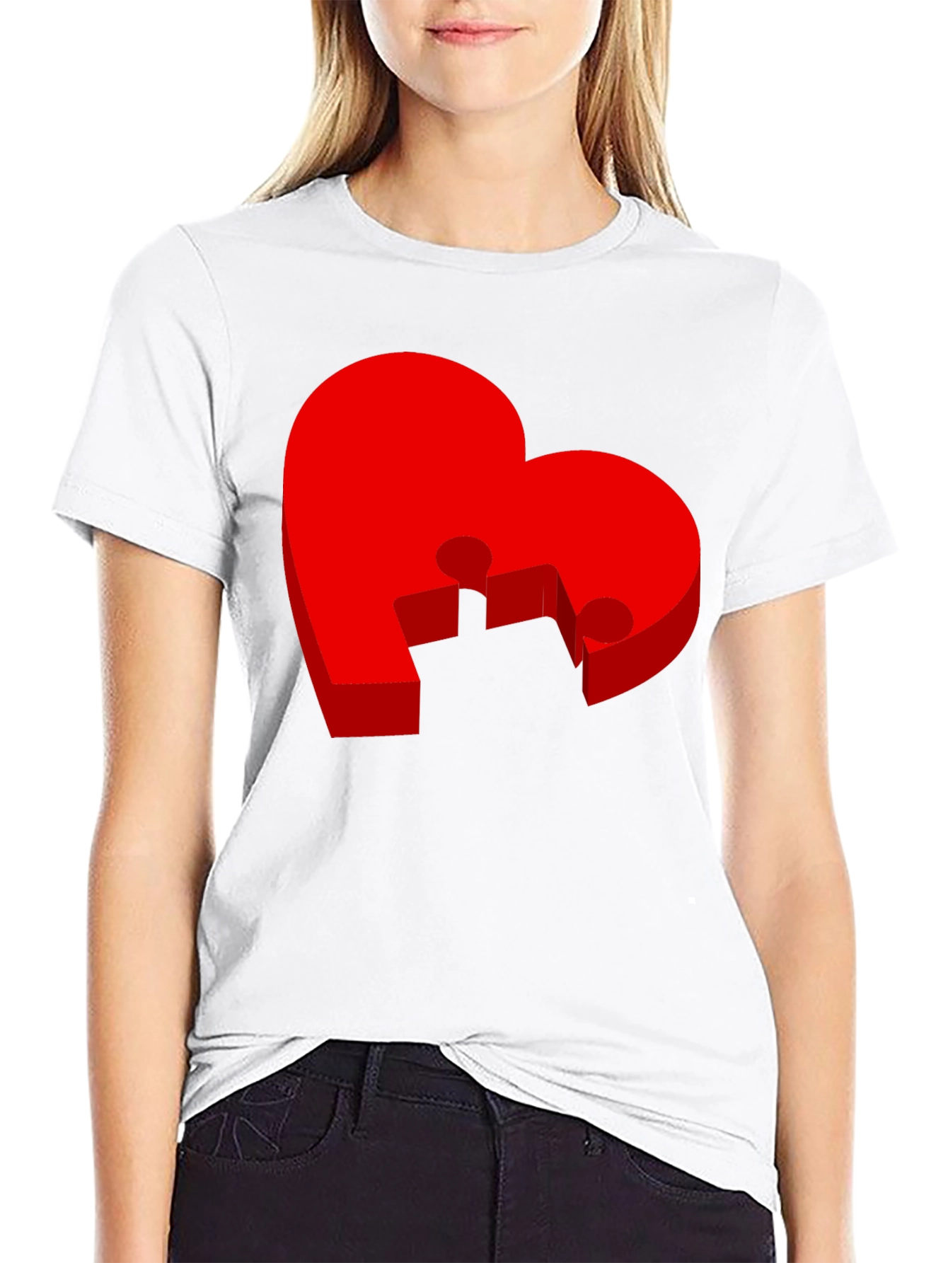 Black Heart Puzzle Piece Graphic Tee - Black T-Shirt view 9