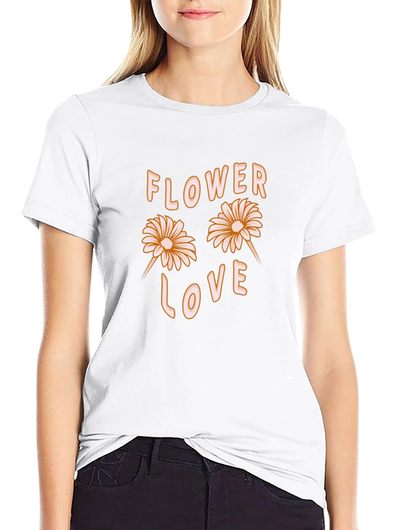 Black Flower Love Graphic Tee - Black Cotton Casual Shirt view 9