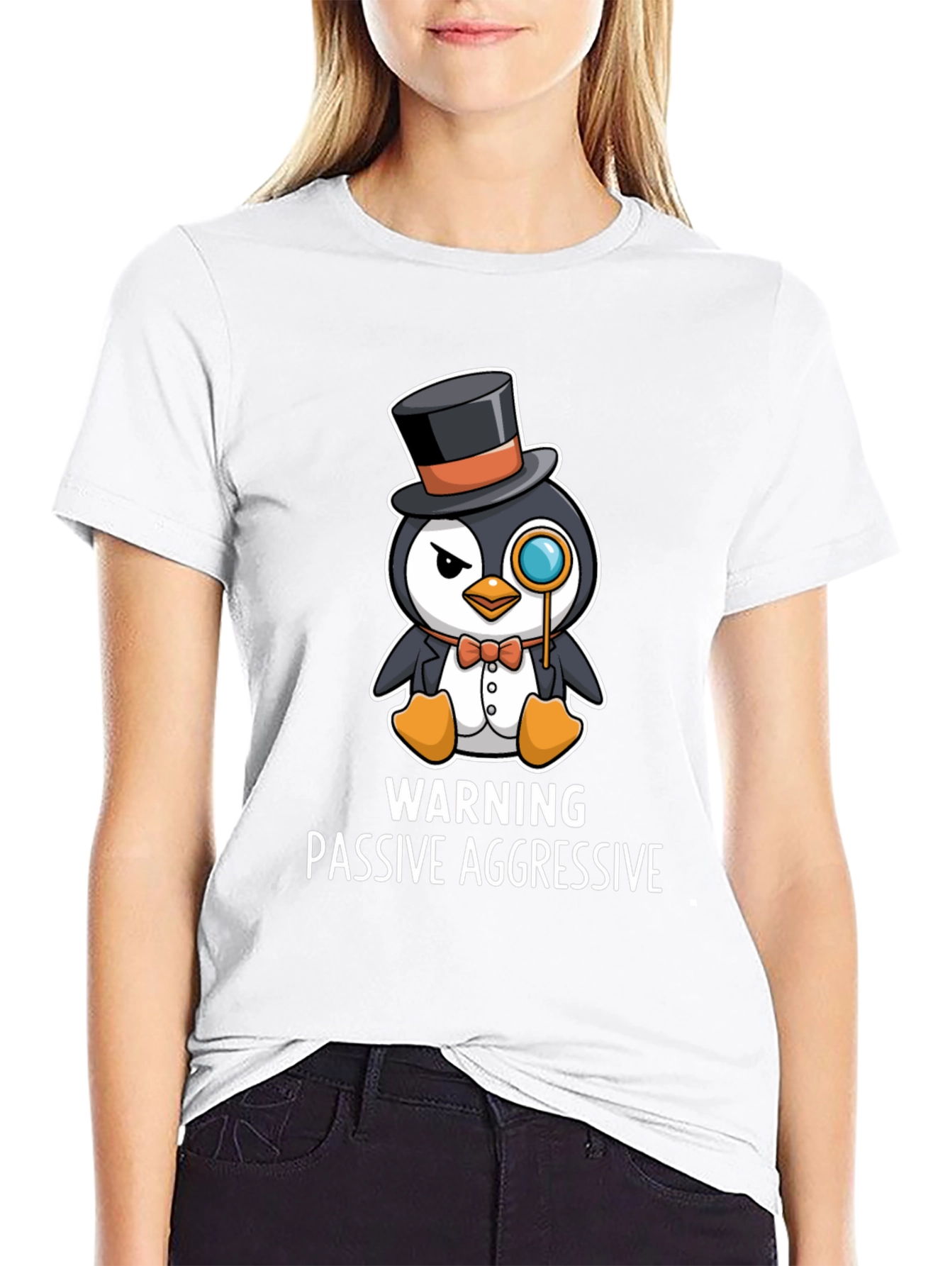 Black Passive Aggressive Penguin T-Shirt view 9