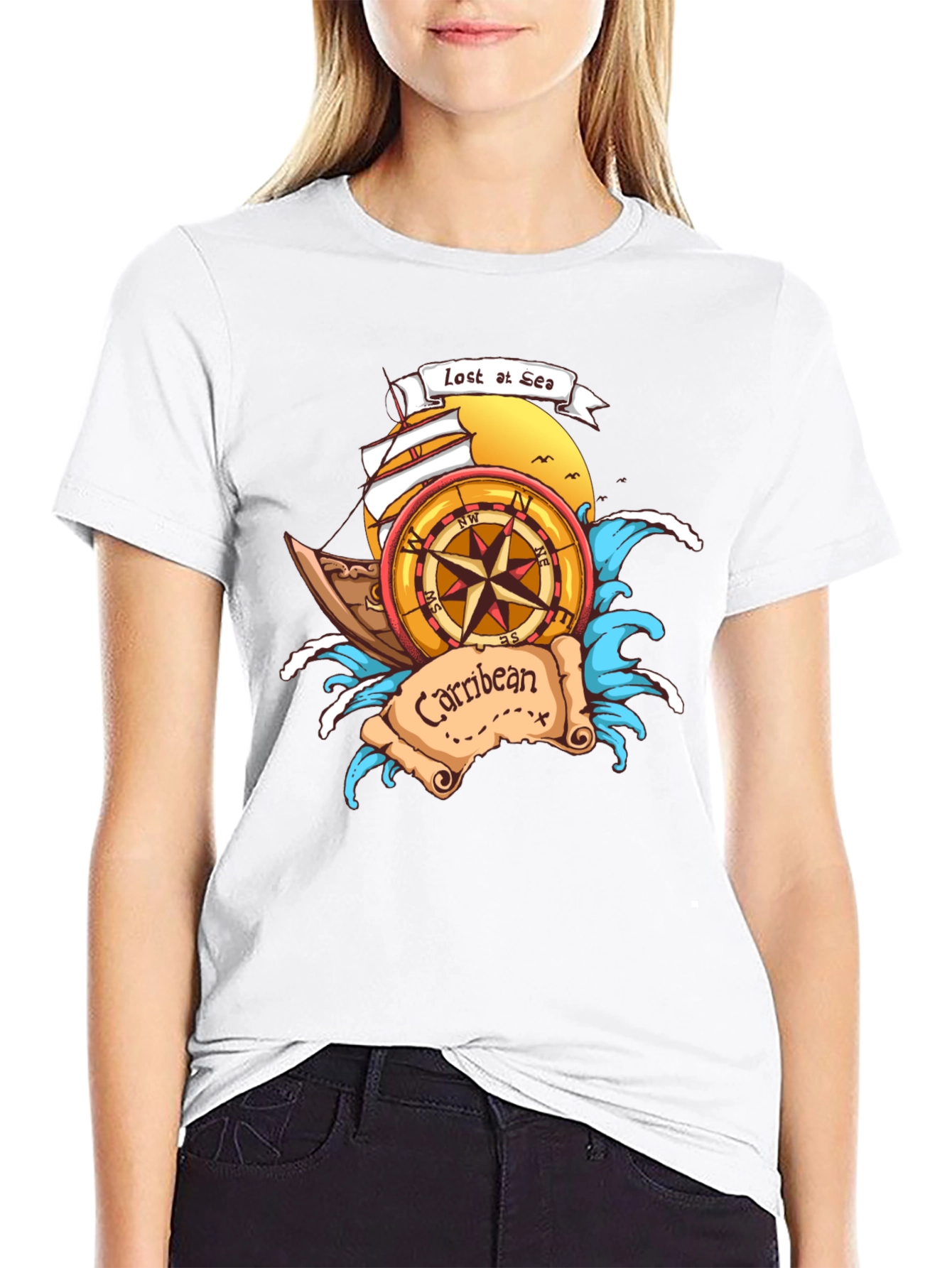 Black Lost at Sea Caribbean T-Shirt view 9