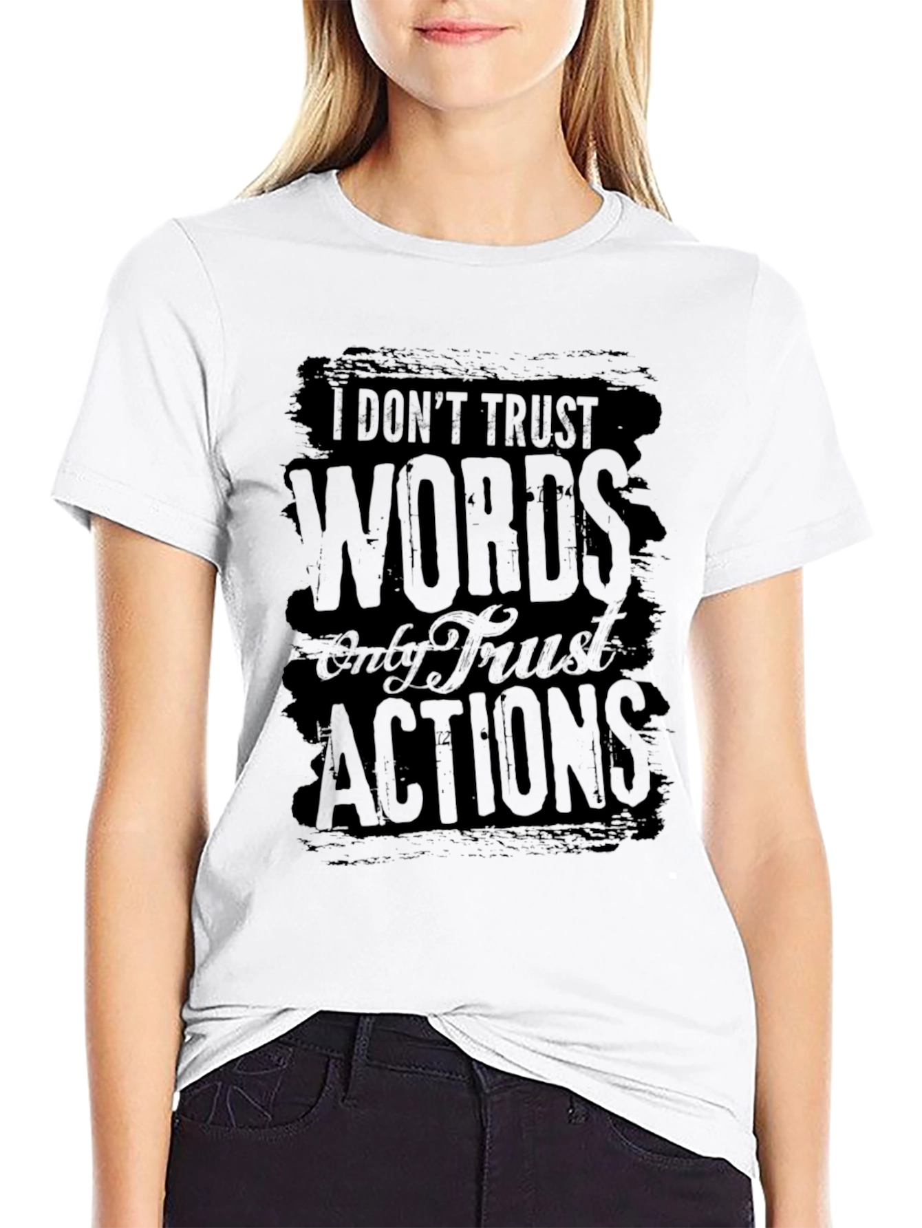 Black I Don't Trust Words Graphic Tee - Black view 9