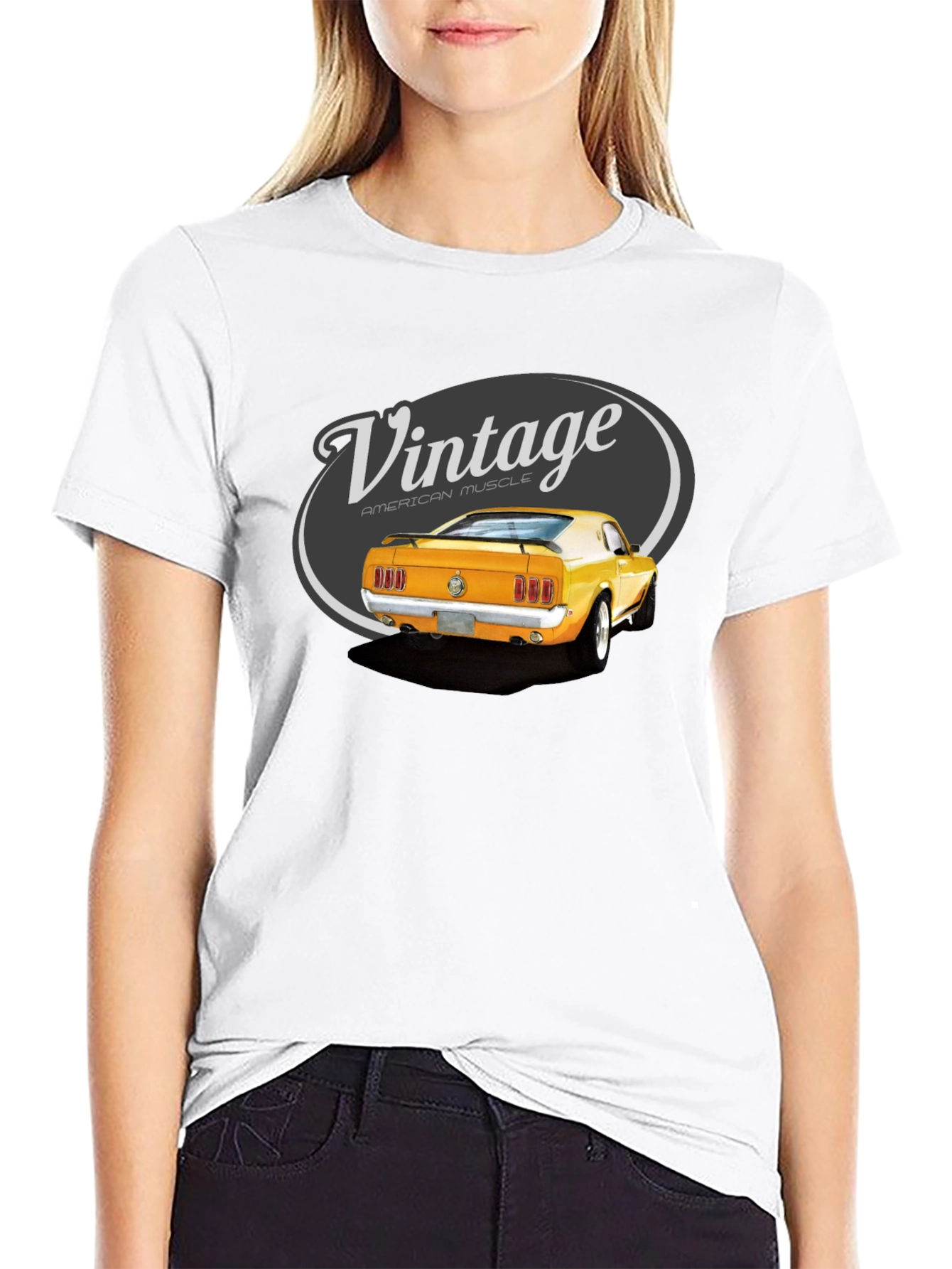 Black Vintage American Muscle Car T-Shirt view 9
