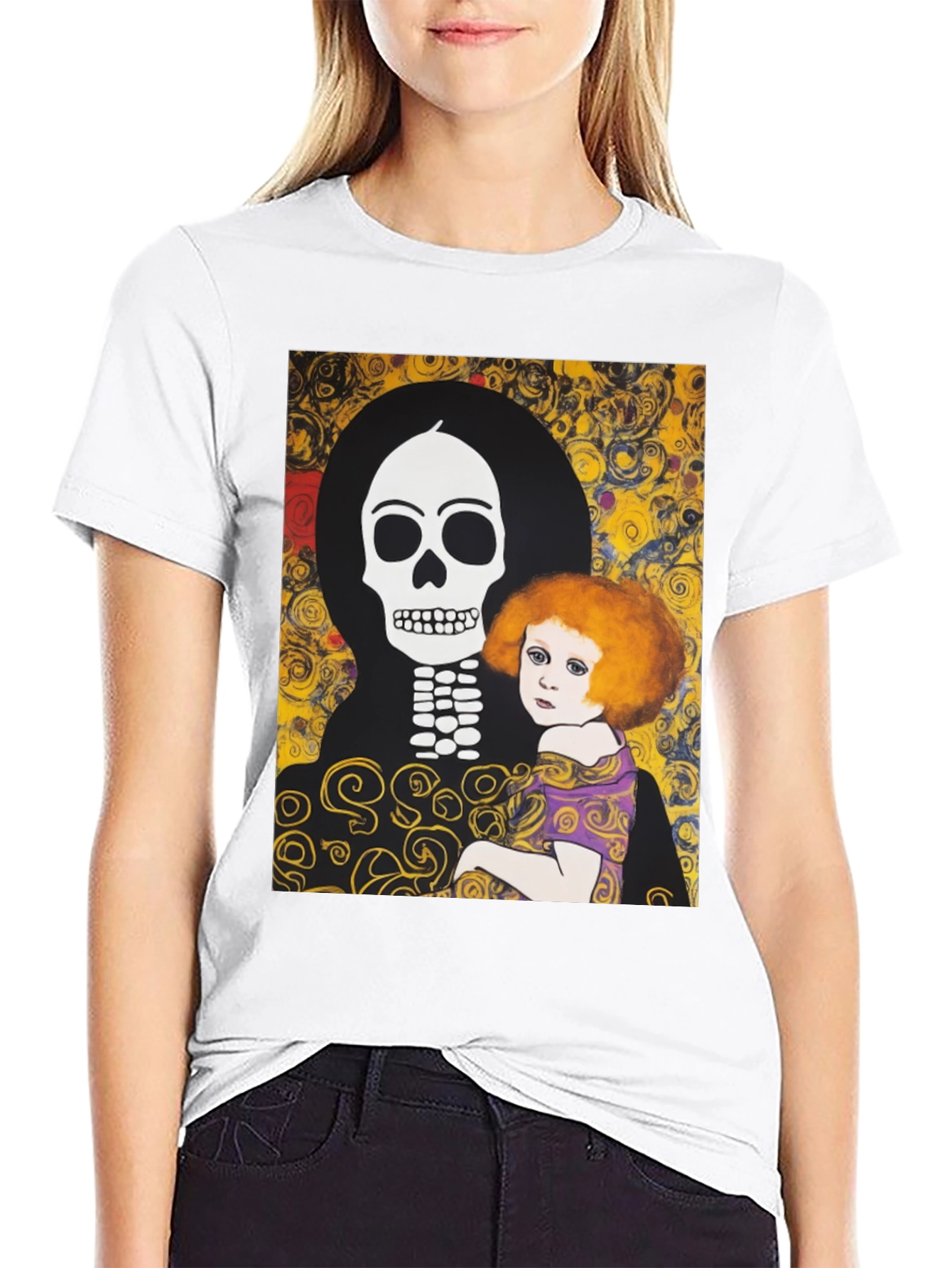 Black Klimt Death & Life Graphic Tee - Dark Humor Art view 9