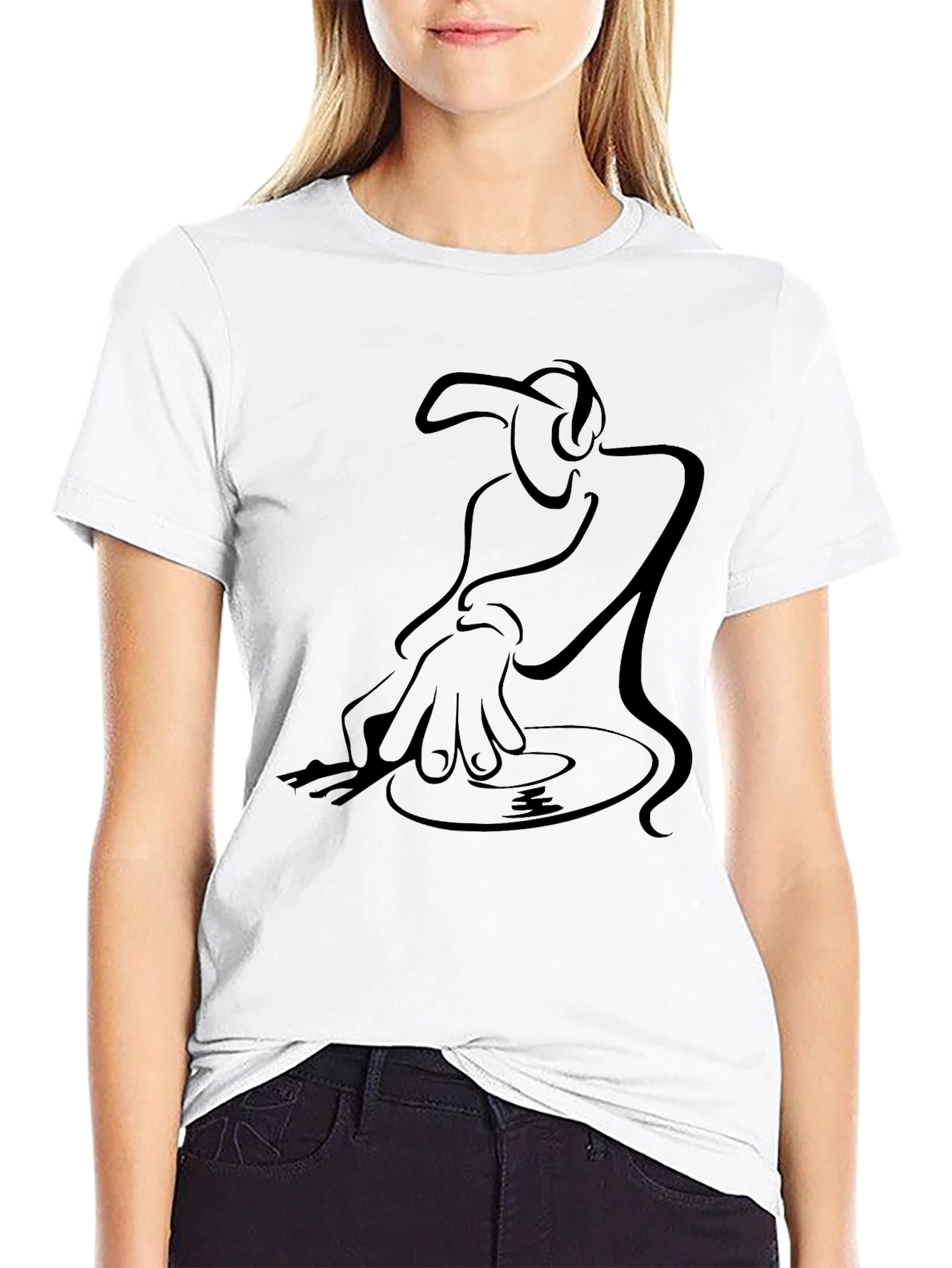 Black DJ Graphic Black T-Shirt - Turntable Design view 9