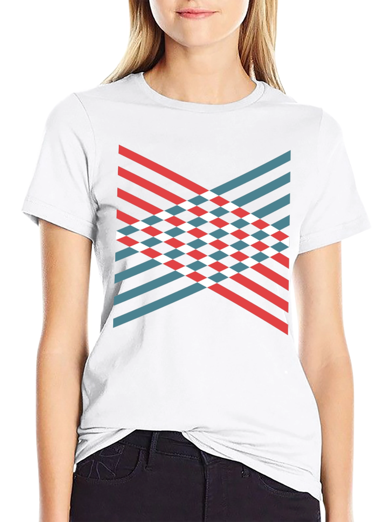 Black Modern Geometric Stripe T-Shirt view 9