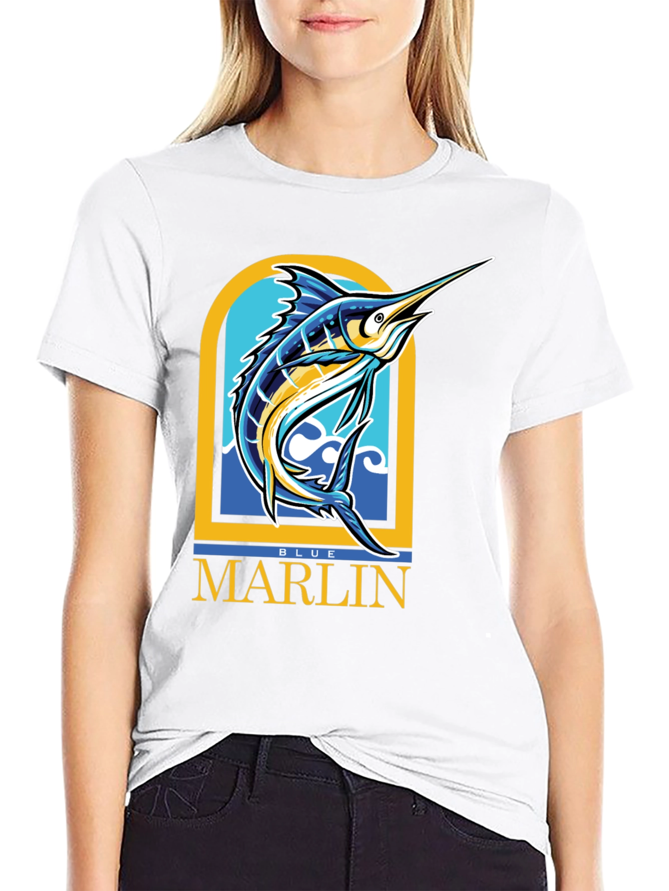 Black Blue Marlin Graphic T-Shirt - Men's Black Tee view 9