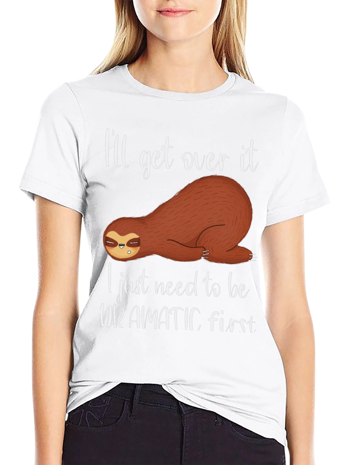 Black Dramatic Sloth T-Shirt - Funny Graphic Tee view 9
