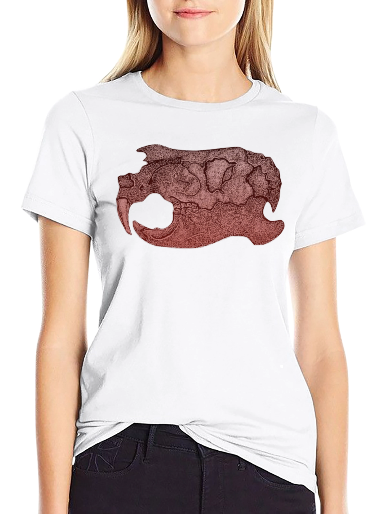 Black Graphic Beaver Skull Print Black T-Shirt view 9