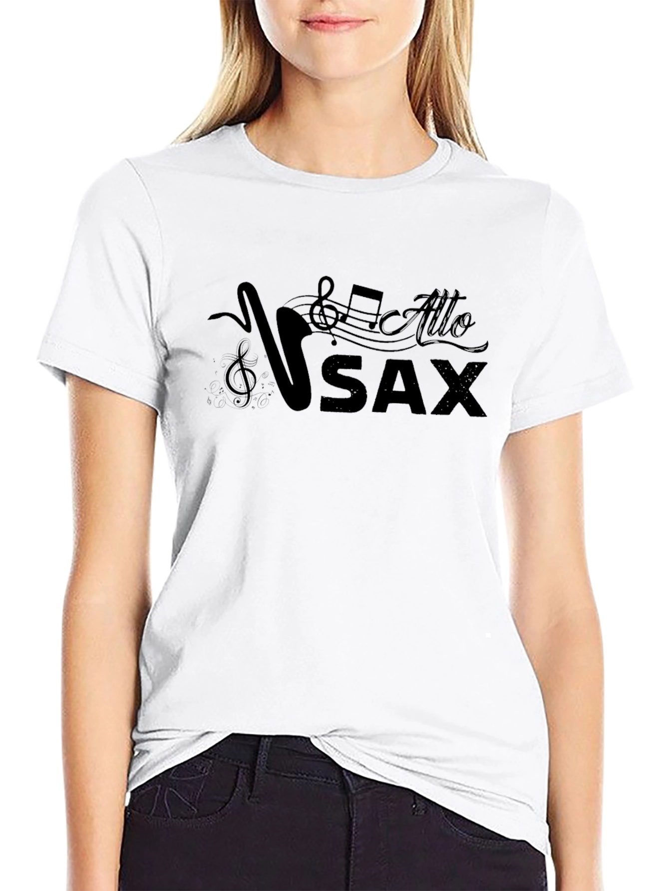 Black Alto Sax Music T-Shirt - Stylish & Comfortable! view 9