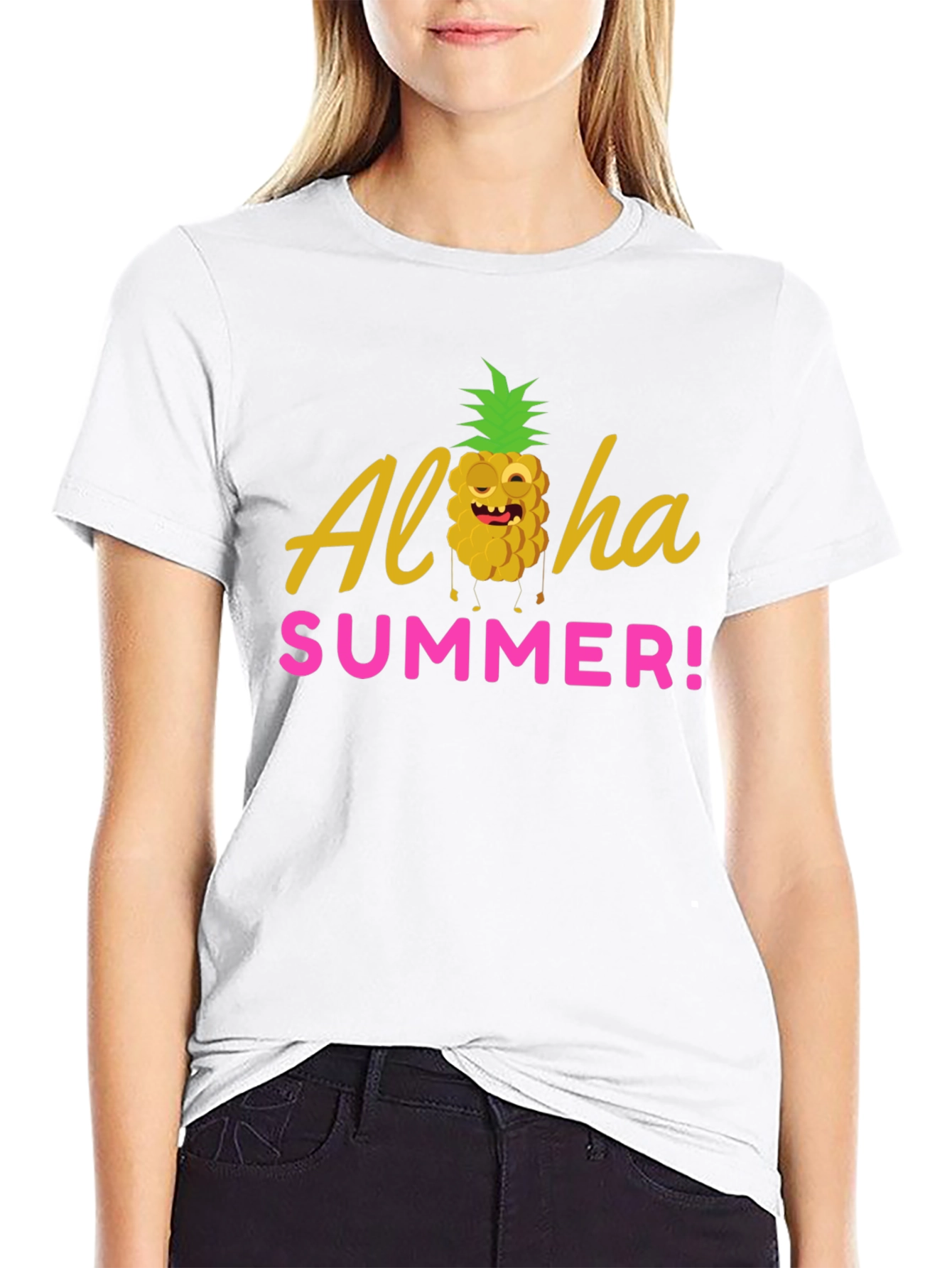 Black Aloha Summer Graphic T-Shirt - Black view 9