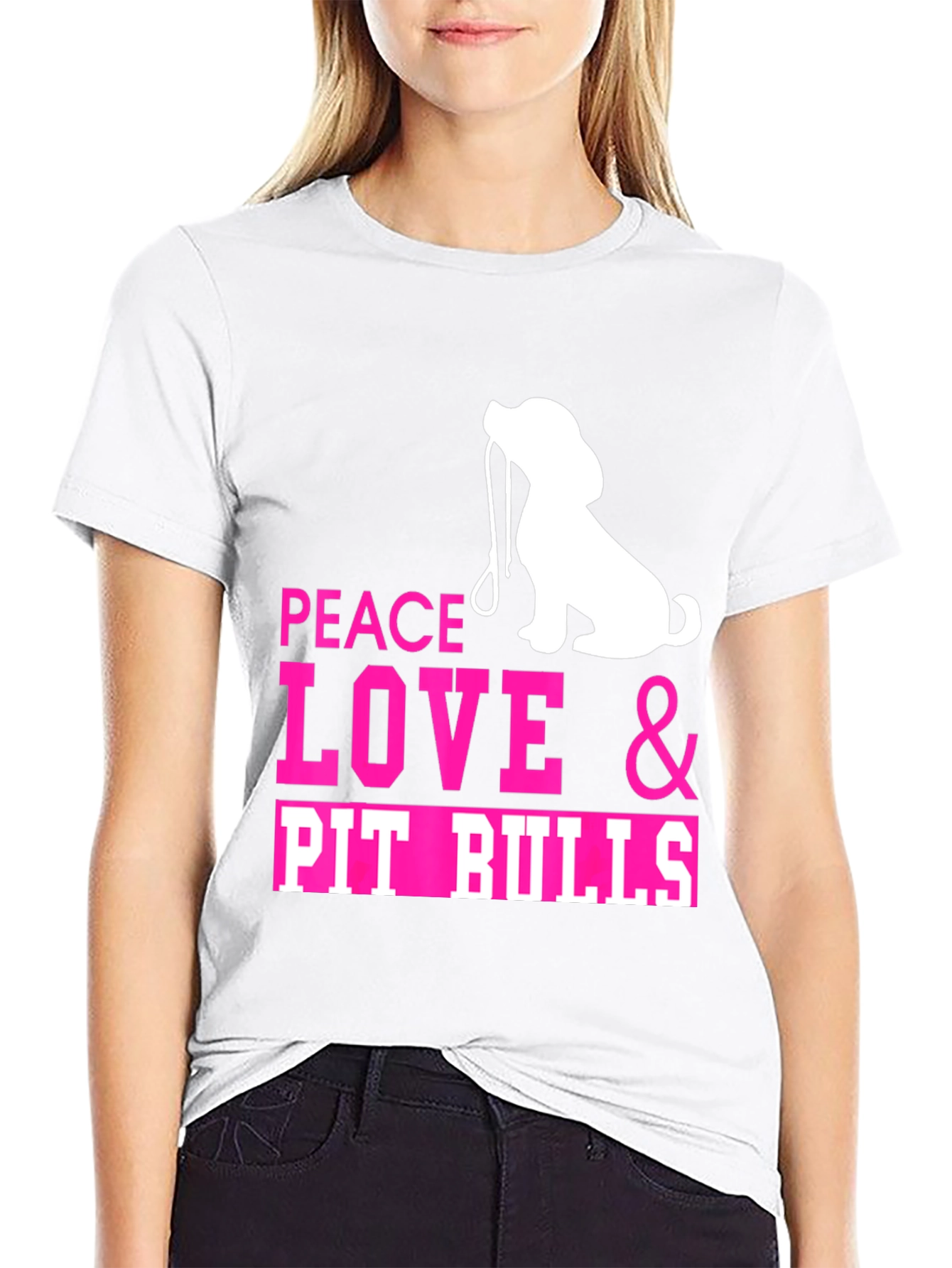 Black Peace Love & Pit Bulls T-Shirt view 9