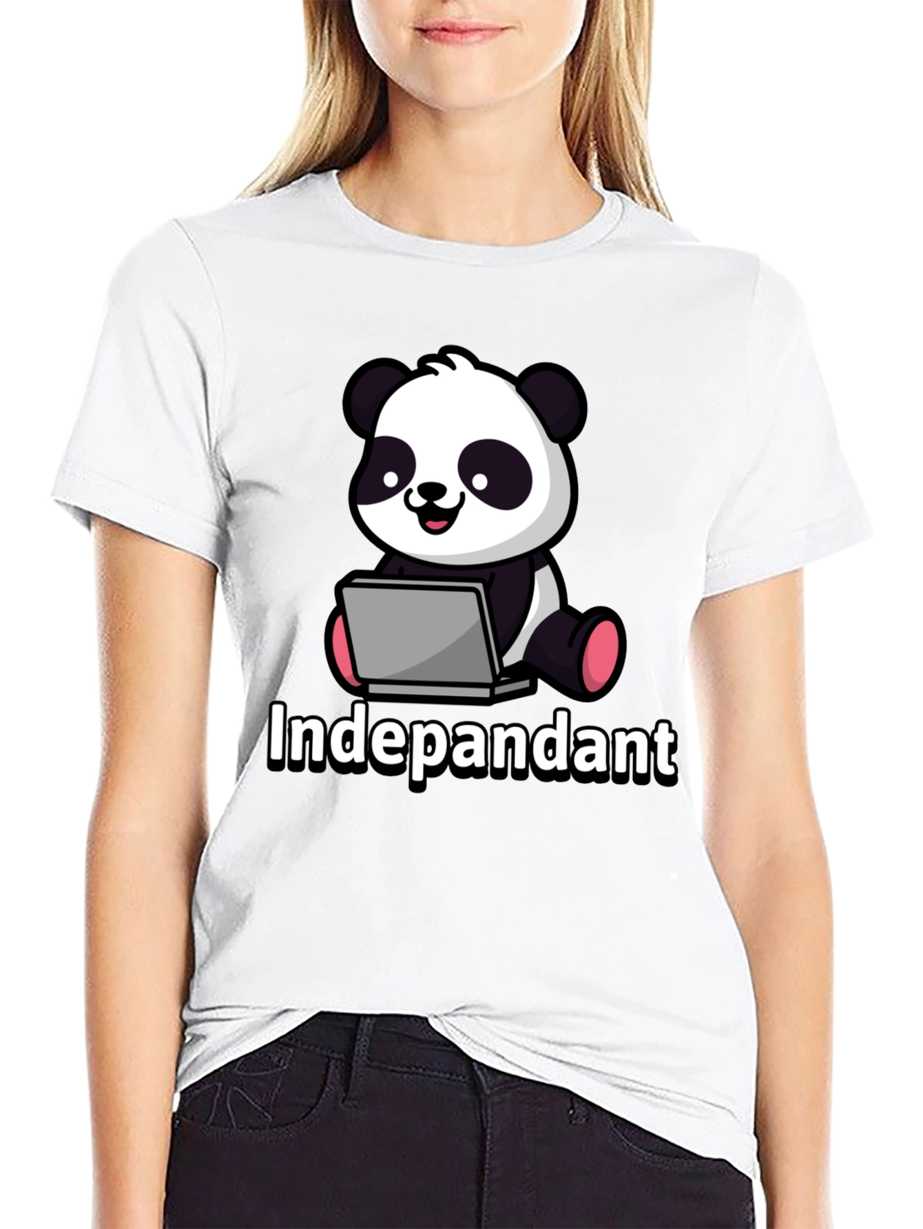 Black Independant Panda Graphic Tee - Soft Black Cotton T-Shirt view 9