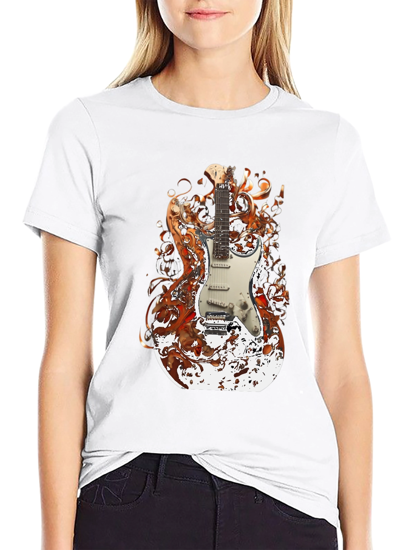 Black Electric Guitar Graphic Tee - Rocker Style view 9